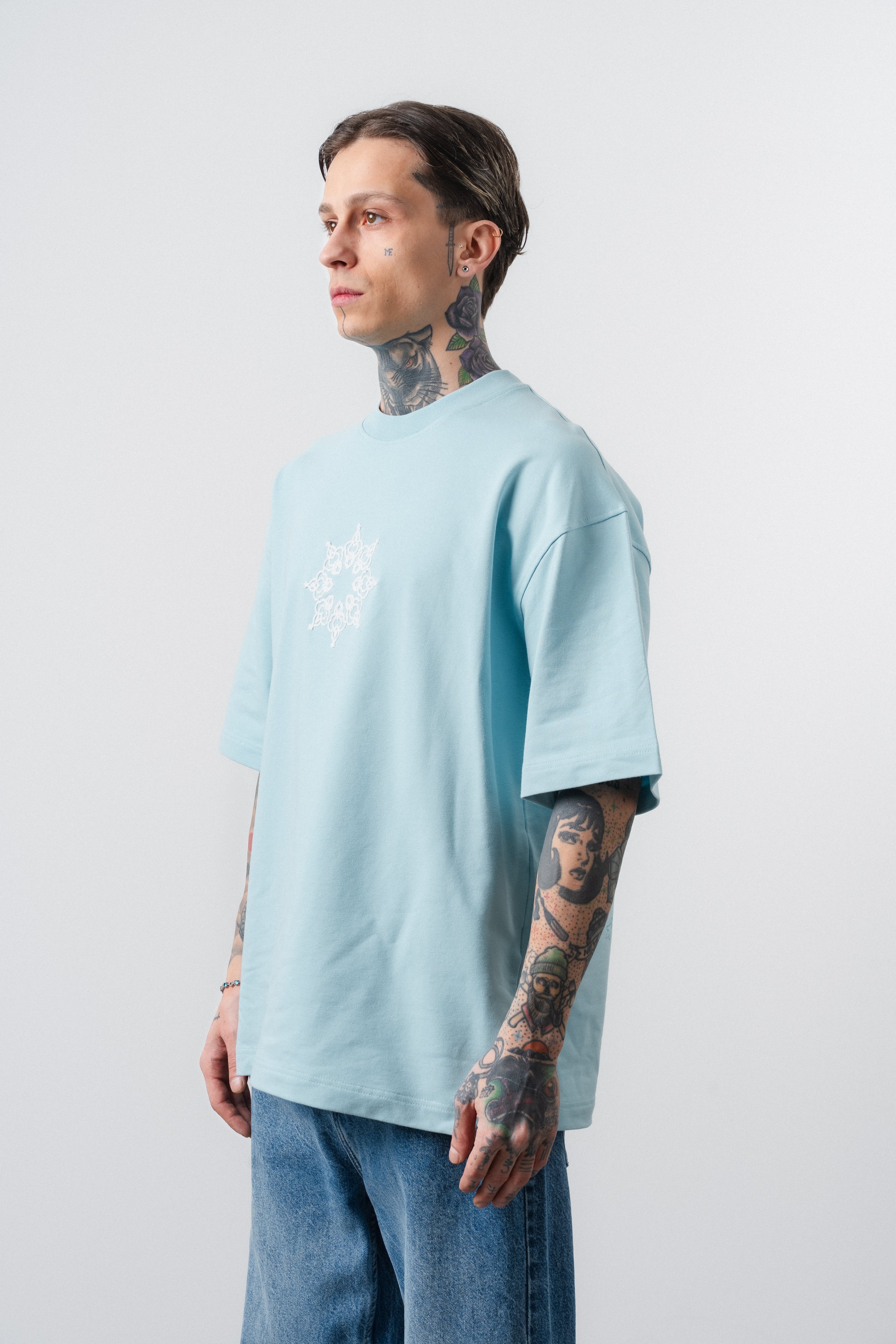Erkek Itsbyzey Nakışlı Oversize T-Shirt Bebe Mavi