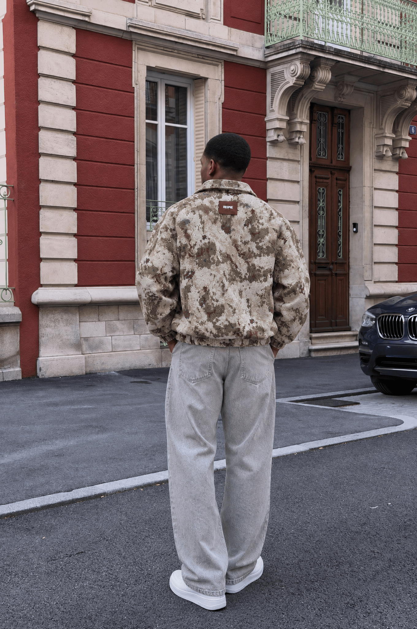 Erkek Jakarlı Oversize Bomber Ceket Bej
