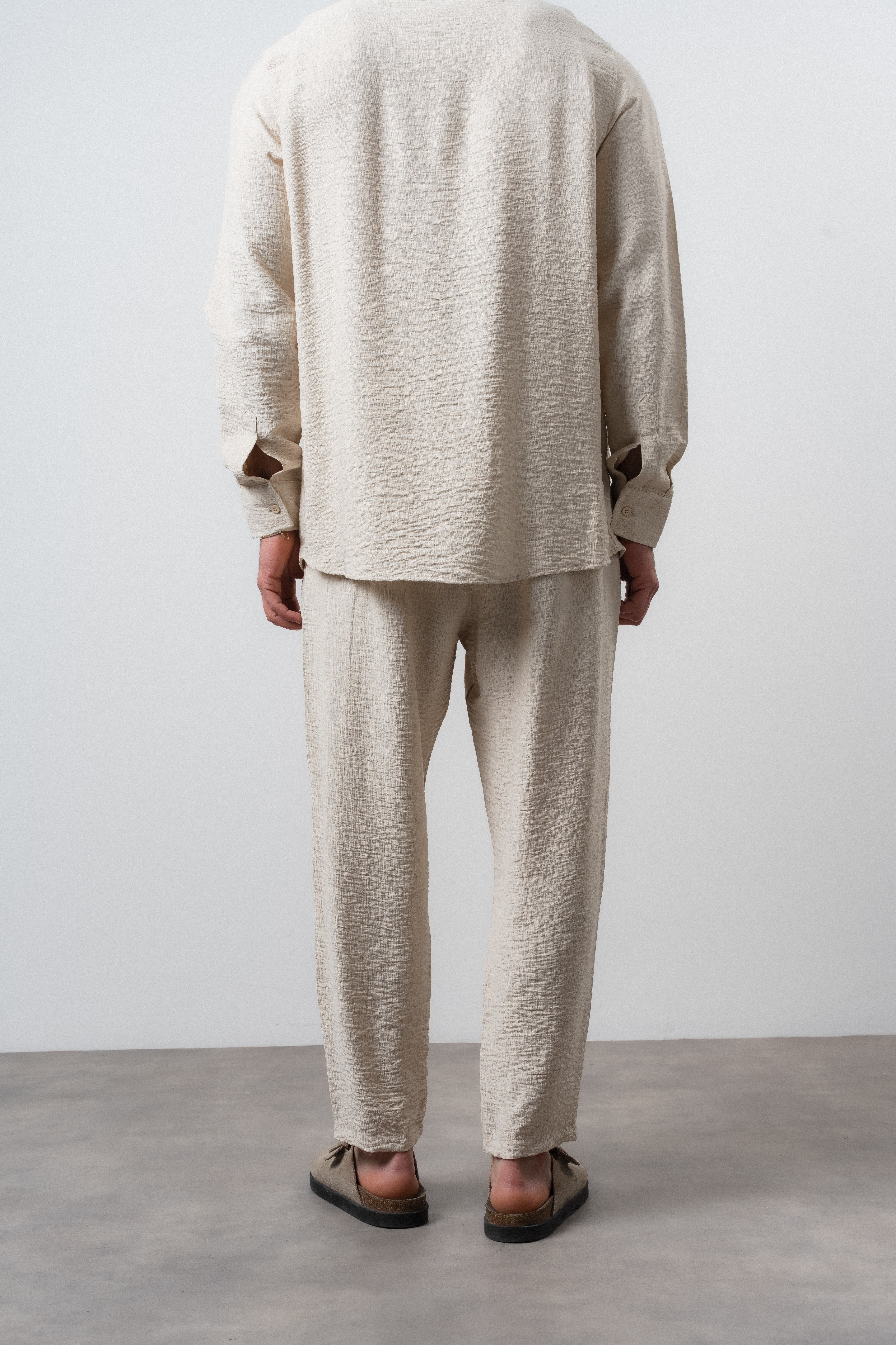 Erkek Keten Baggy Pantolon Bej