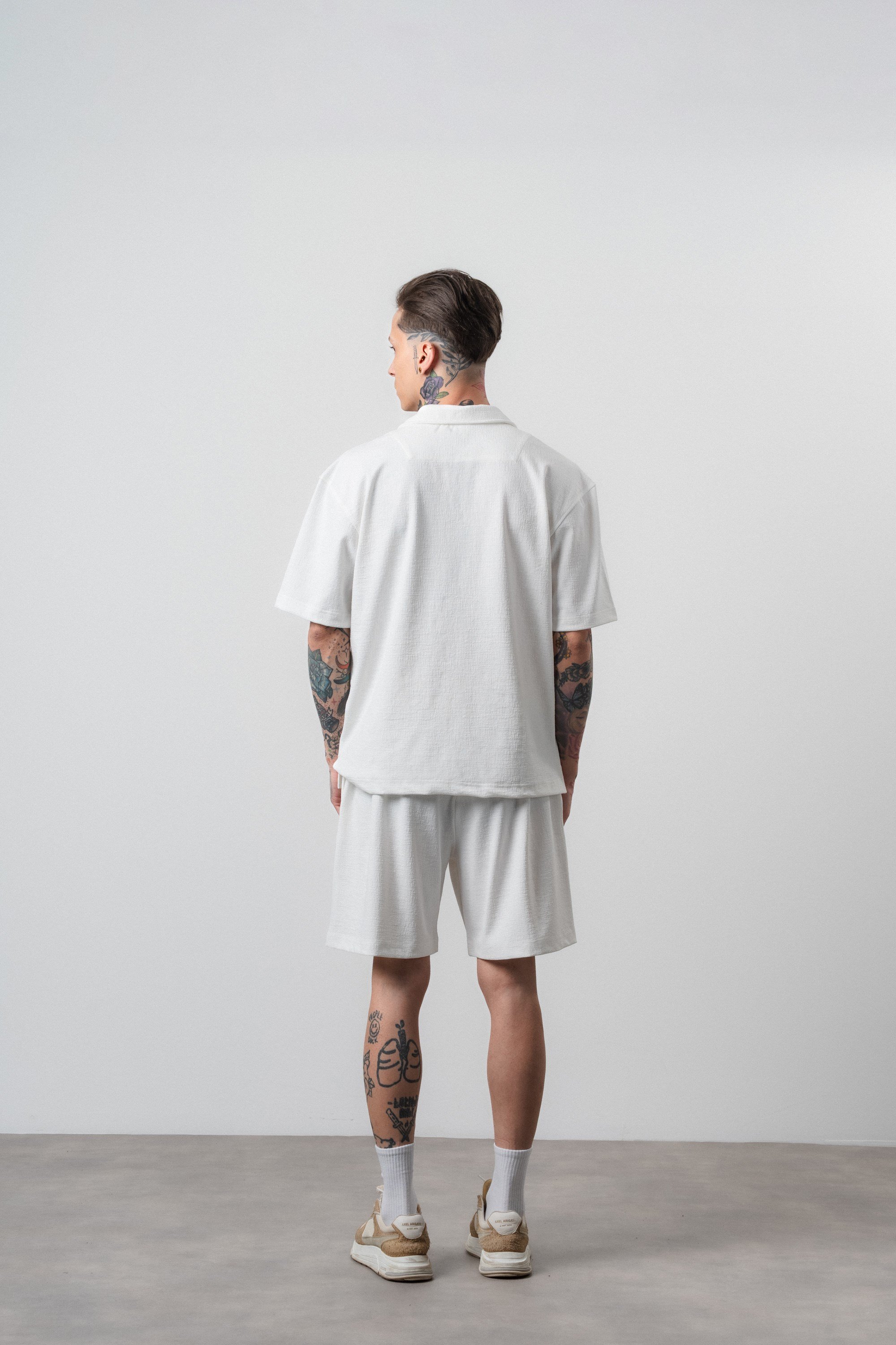 Erkek La Dolce Vita Yazılı Regular Fit T-Shirt Şort Takım Ekru