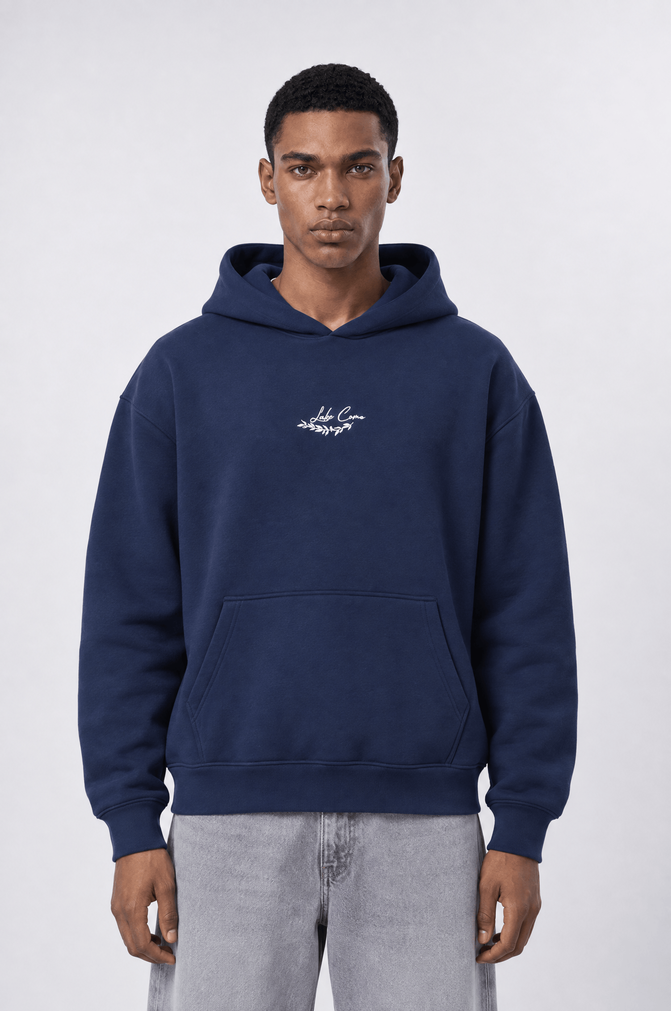 Erkek Lake Como Patch Detaylı Oversize Hoodie Lacivert