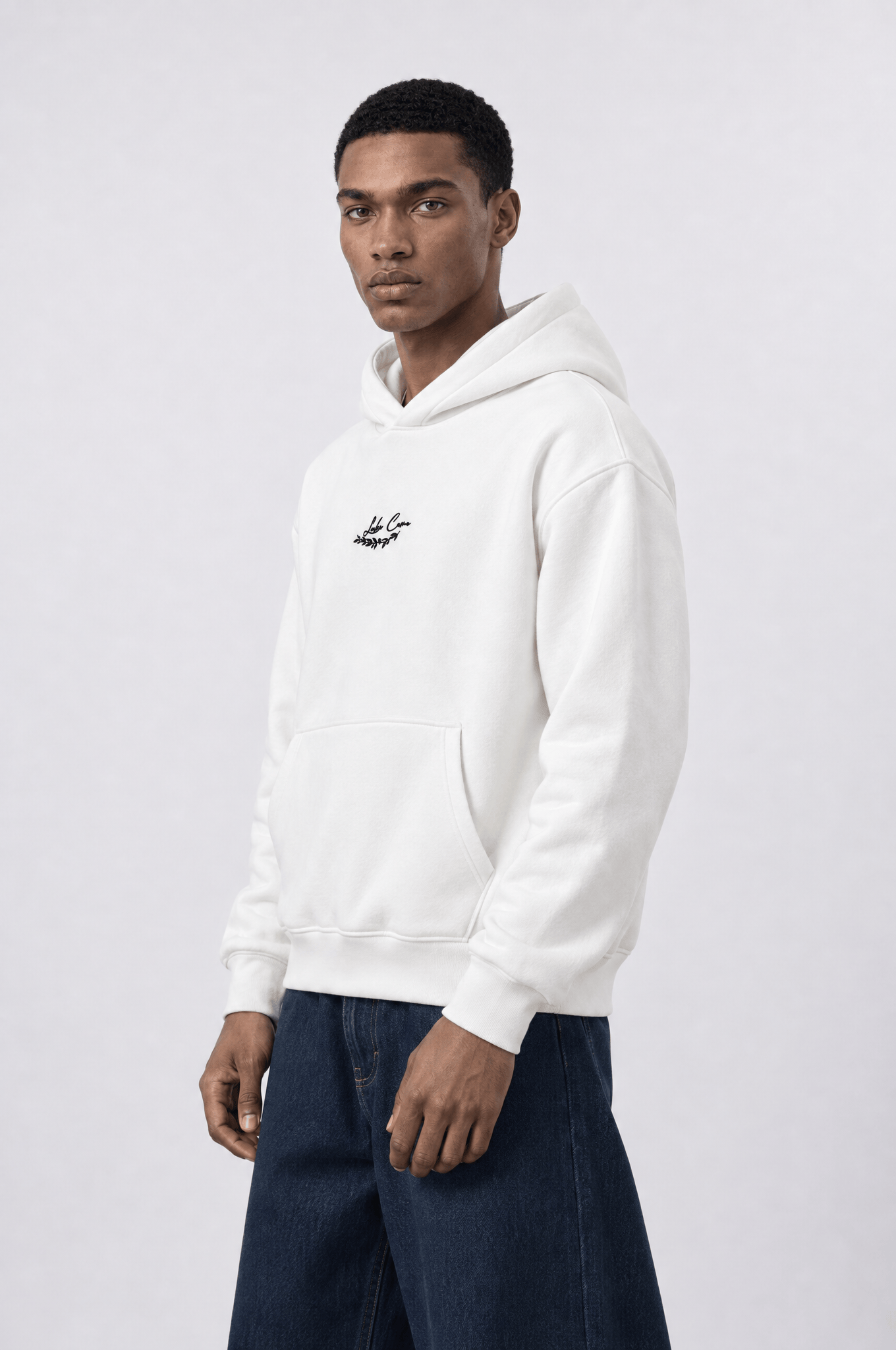 Erkek Lake Como Patch Detaylı Oversize Hoodie Ekru