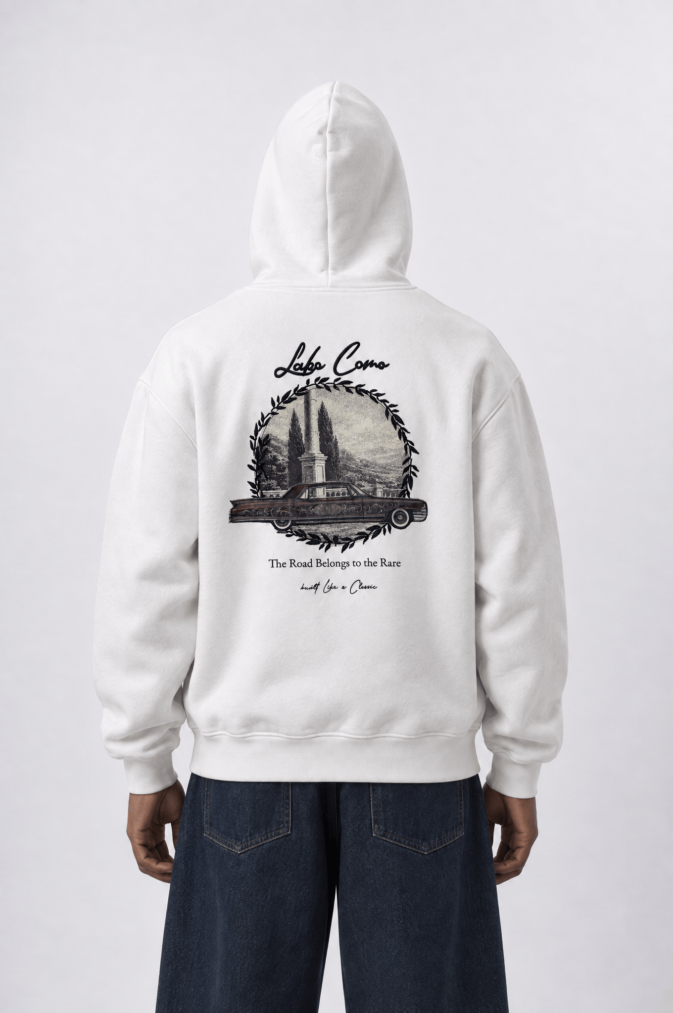 Erkek Lake Como Patch Detaylı Oversize Hoodie Ekru