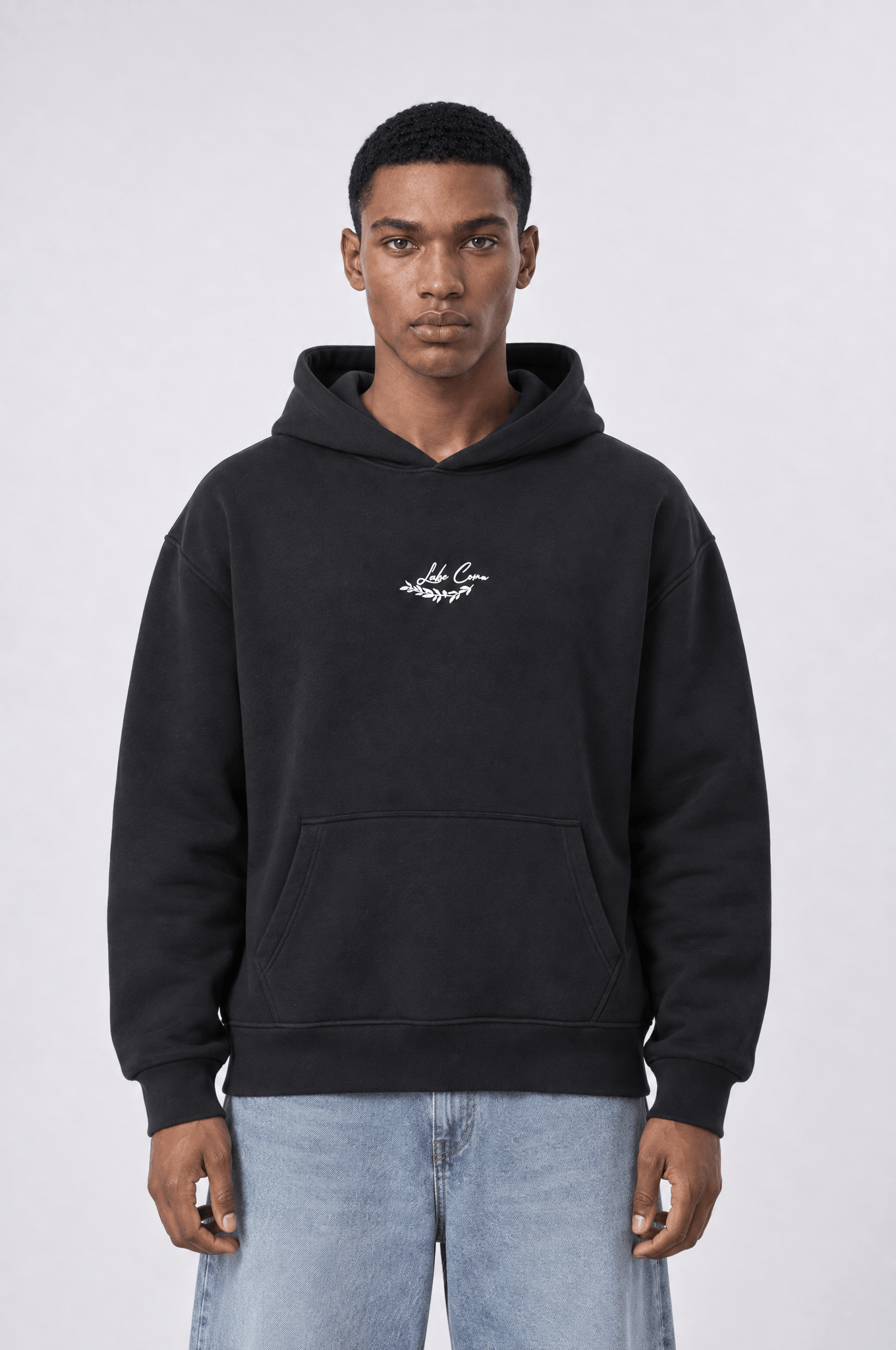 Erkek Lake Como Patch Detaylı Oversize Hoodie Siyah