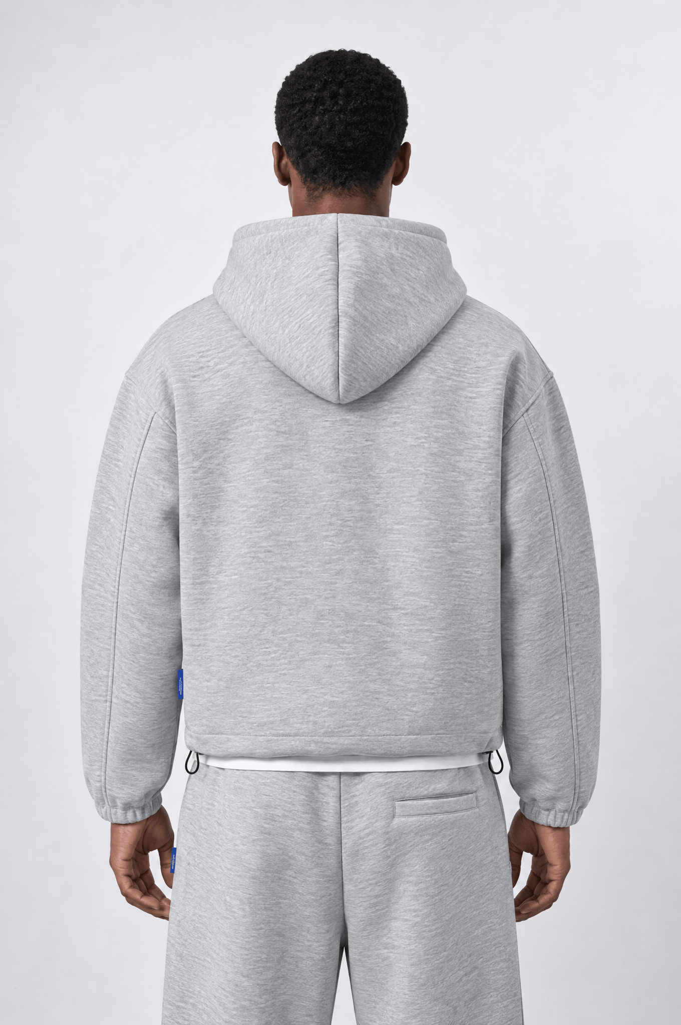 Erkek Lastik Detaylı Panda Oversize Zip Gri Melanj