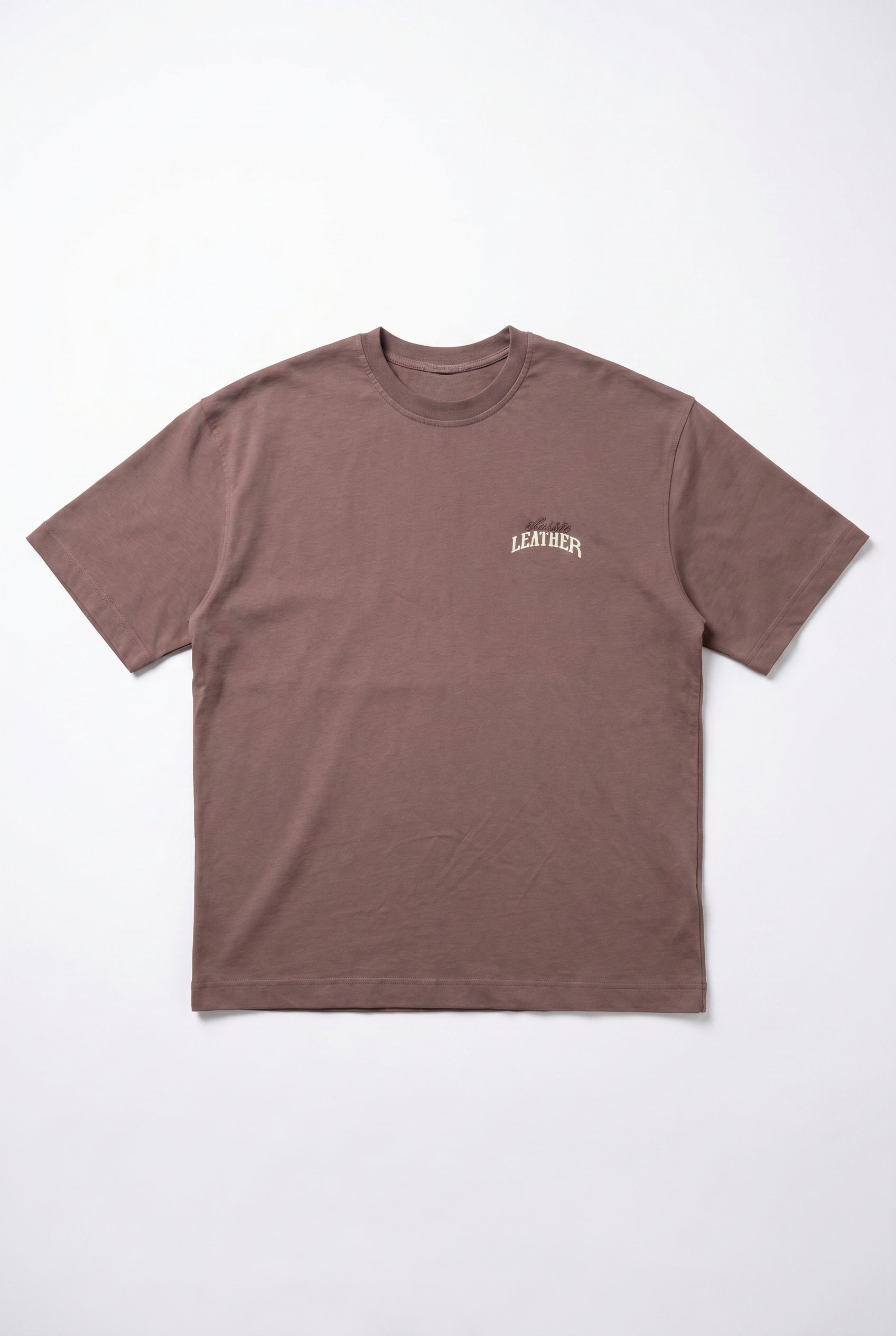 Erkek Leather Baskılı Oversize T-Shirt Kahve