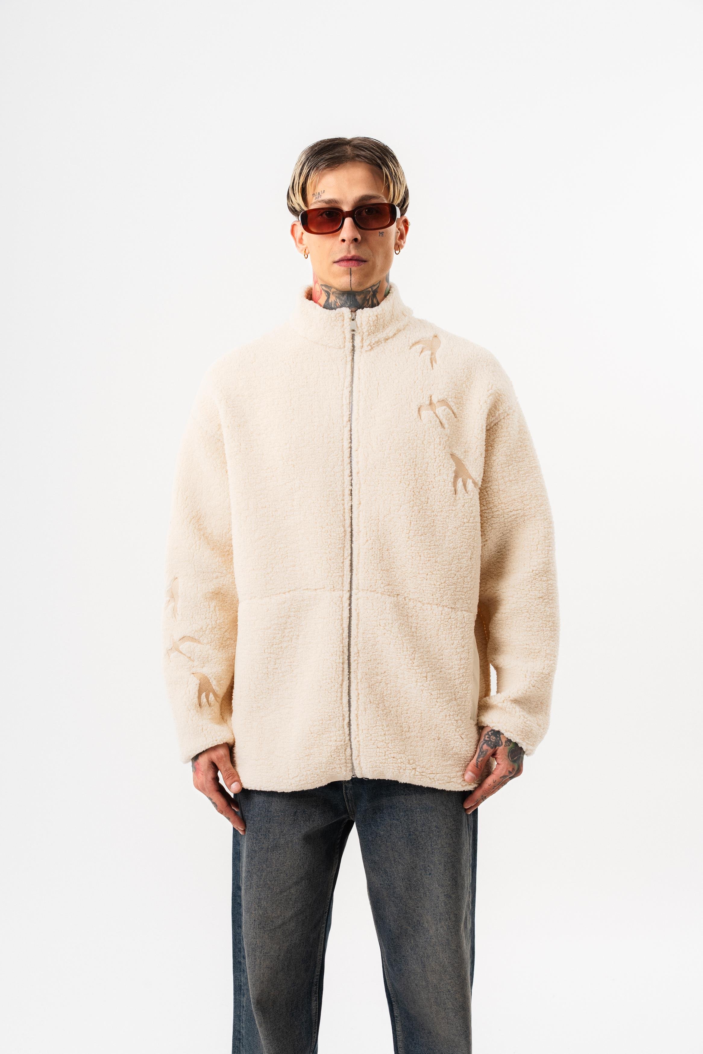 Erkek Liberation Zip Oversize Teddy Ceket Ekru