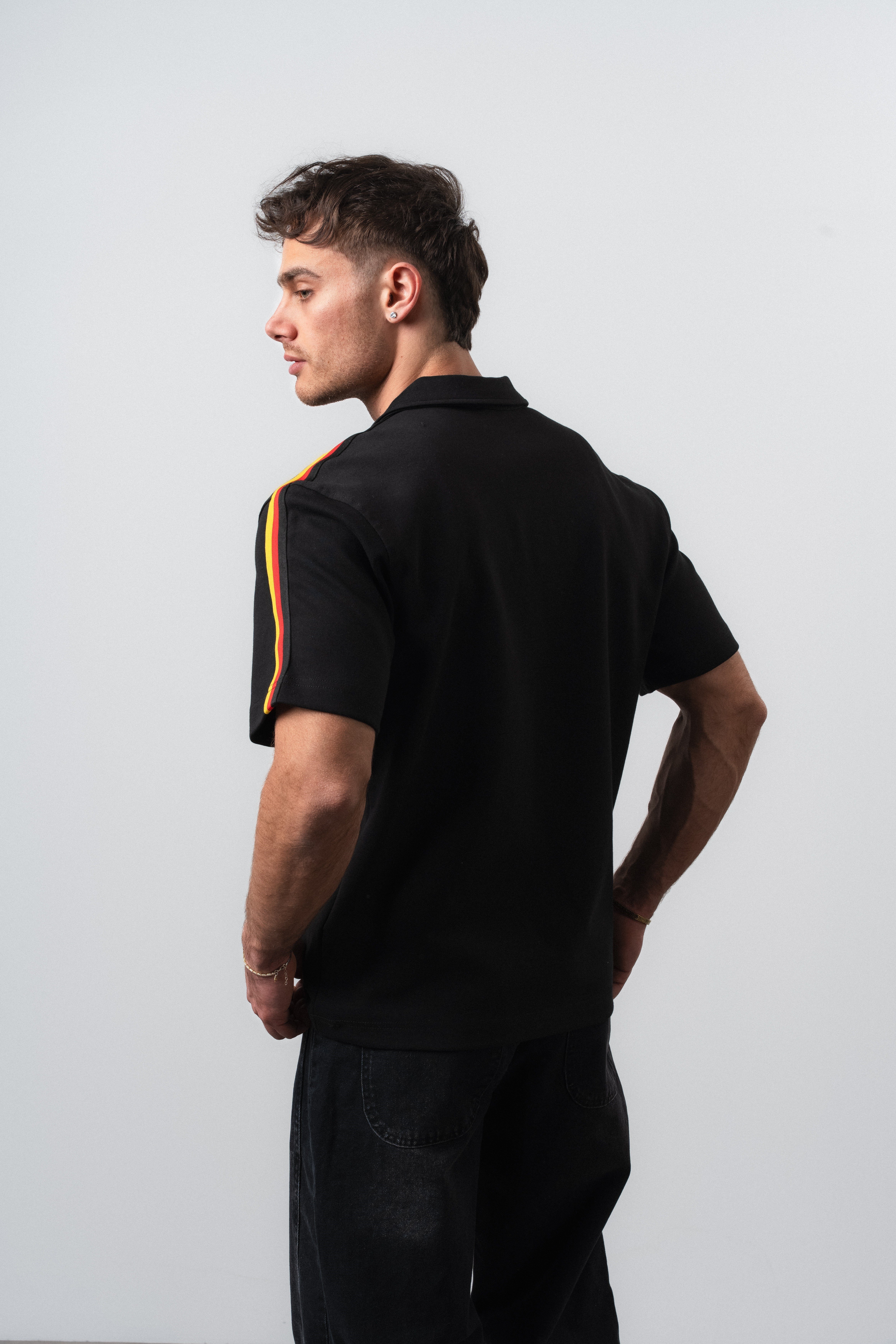 Erkek Mannschaft Dünya Kupası Regular Fit Polo Yaka Taraftar T-Shirt Siyah