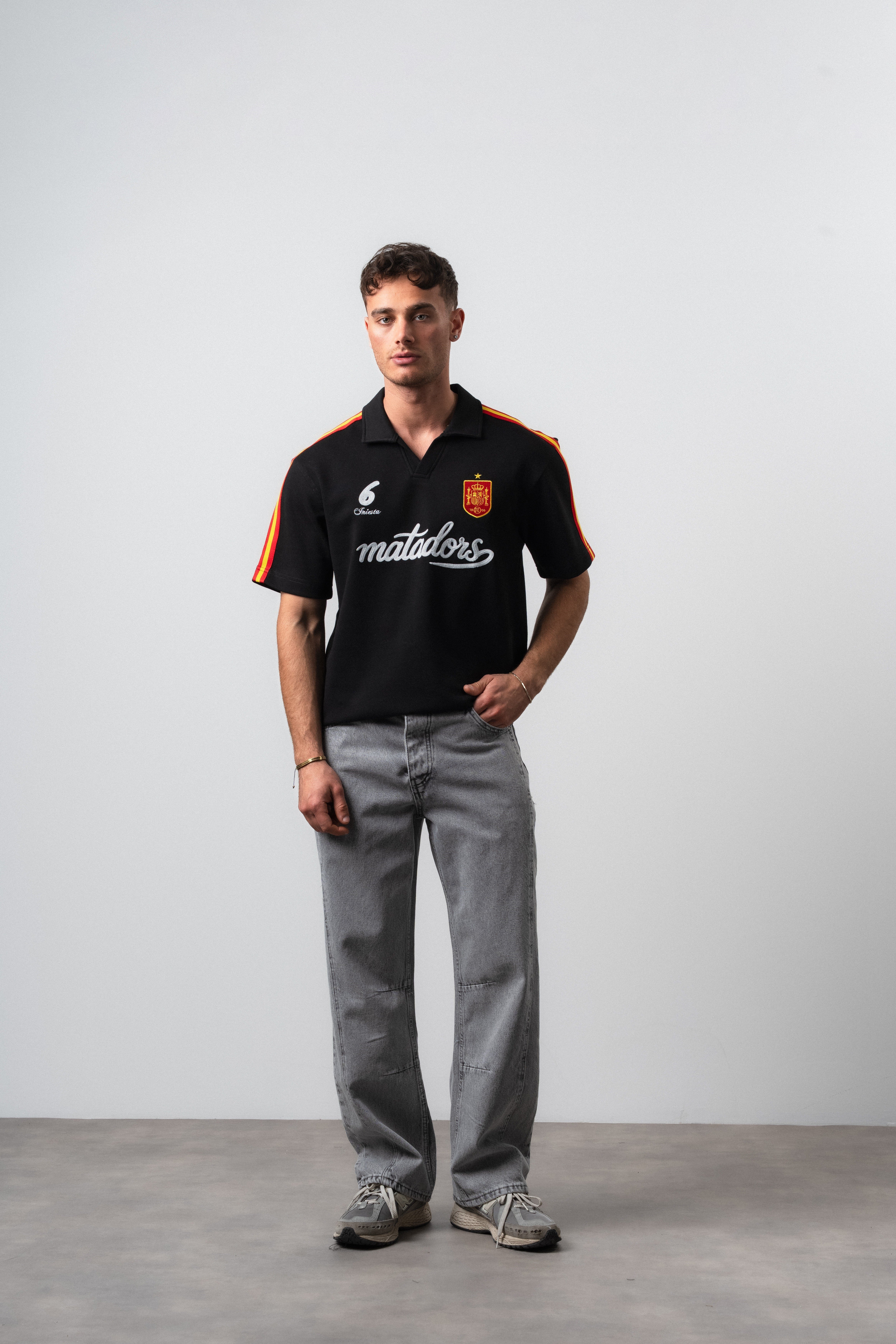 Erkek Matadors Dünya Kupası Regular Fit Polo Yaka Taraftar T-Shirt Siyah