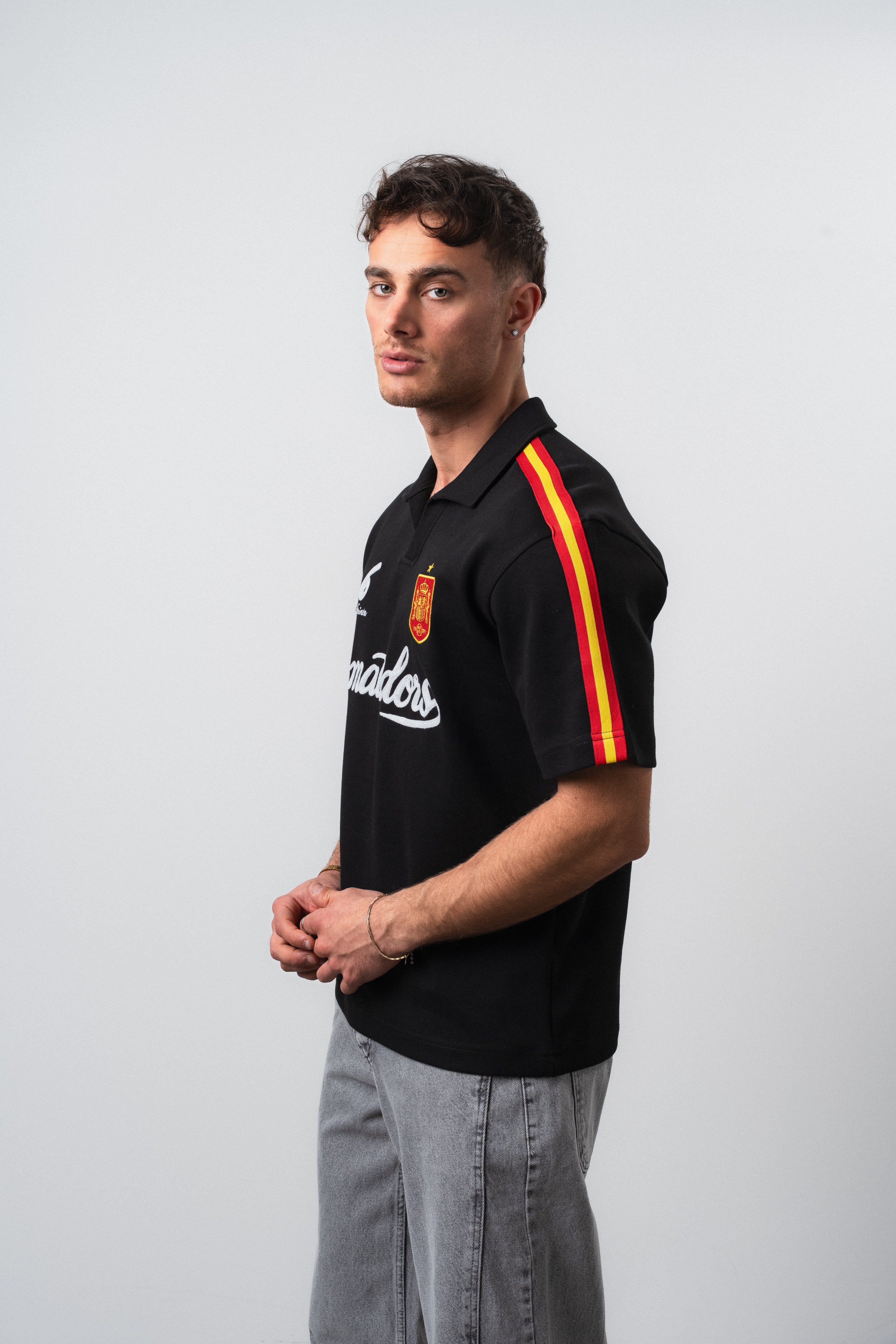 Erkek Matadors Dünya Kupası Regular Fit Polo Yaka Taraftar T-Shirt Siyah