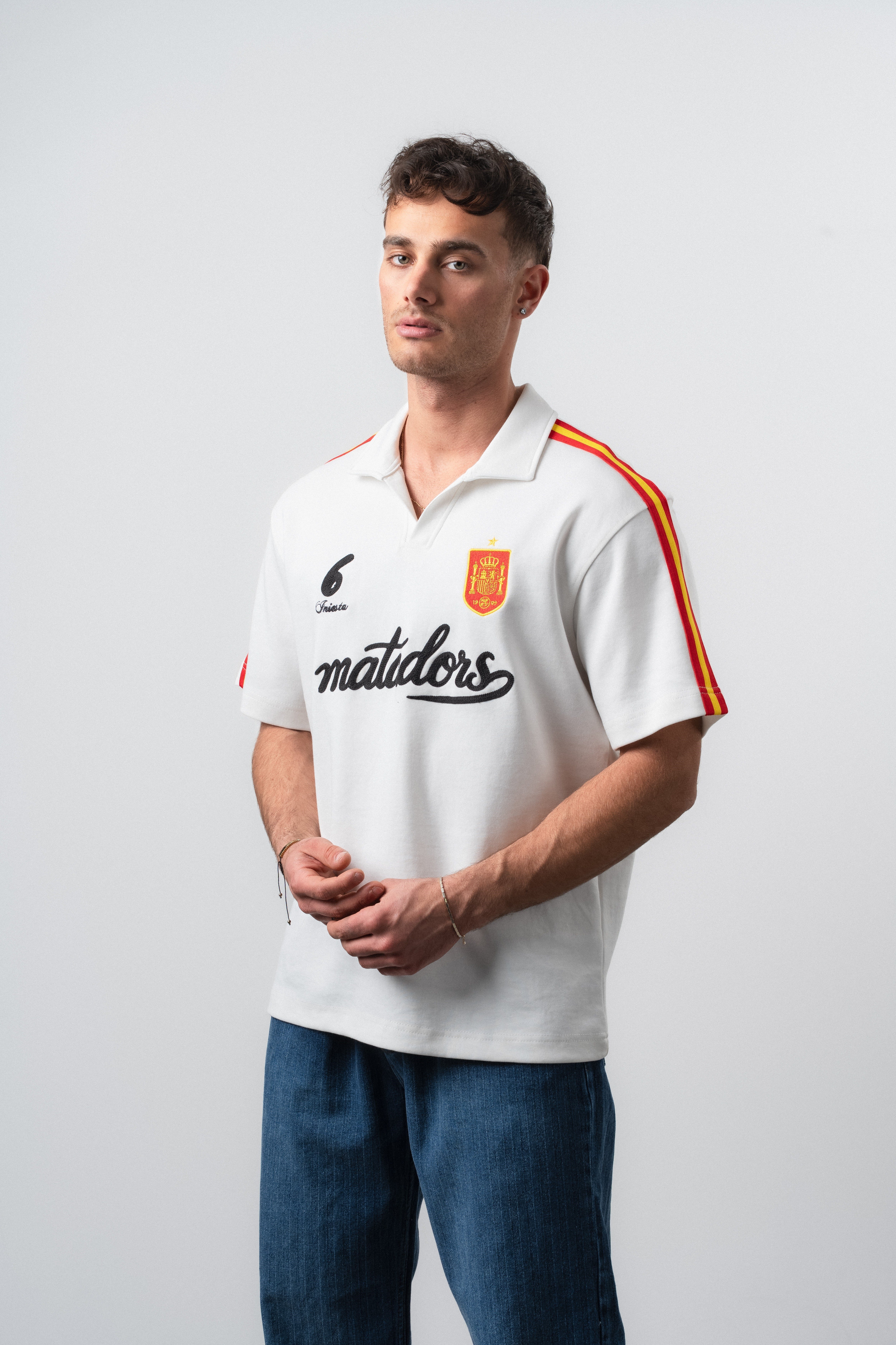 Erkek Matadors Dünya Kupası Regular Fit Polo Yaka Taraftar T-Shirt Ekru