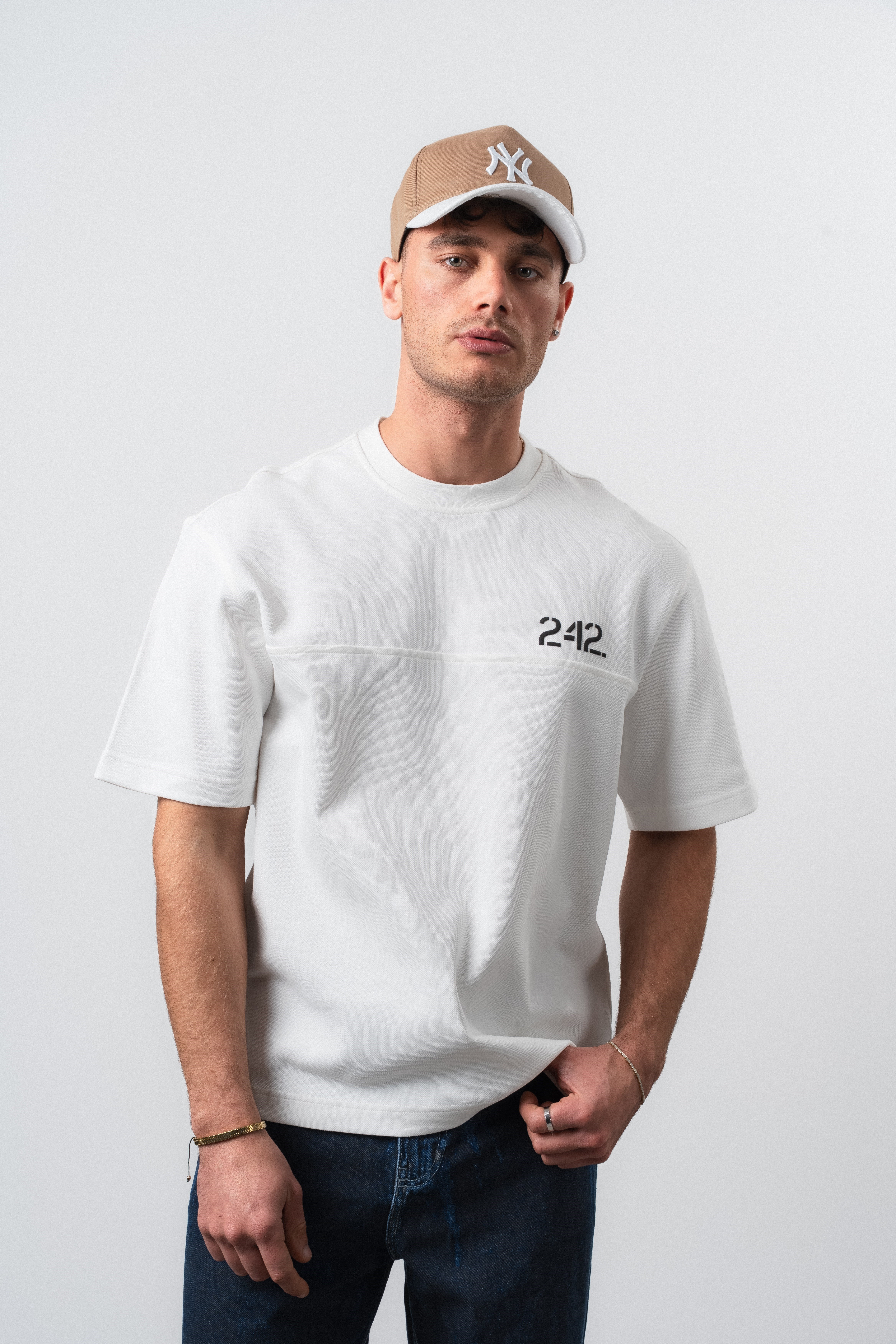 Erkek Mentalite Baskılı Regular Fit T-Shirt Ekru