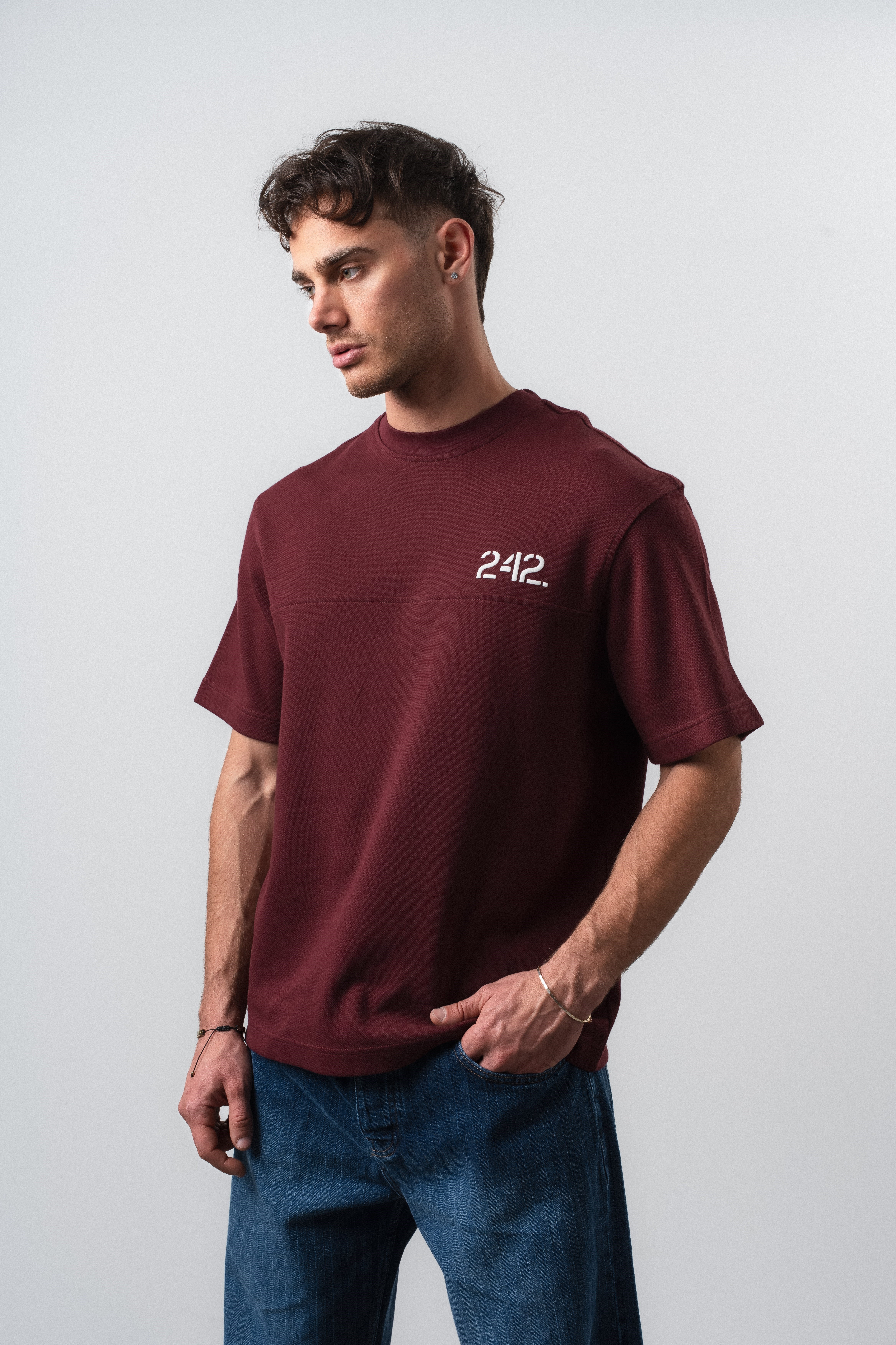 Erkek Mentalite Baskılı Regular Fit T-Shirt Bordo
