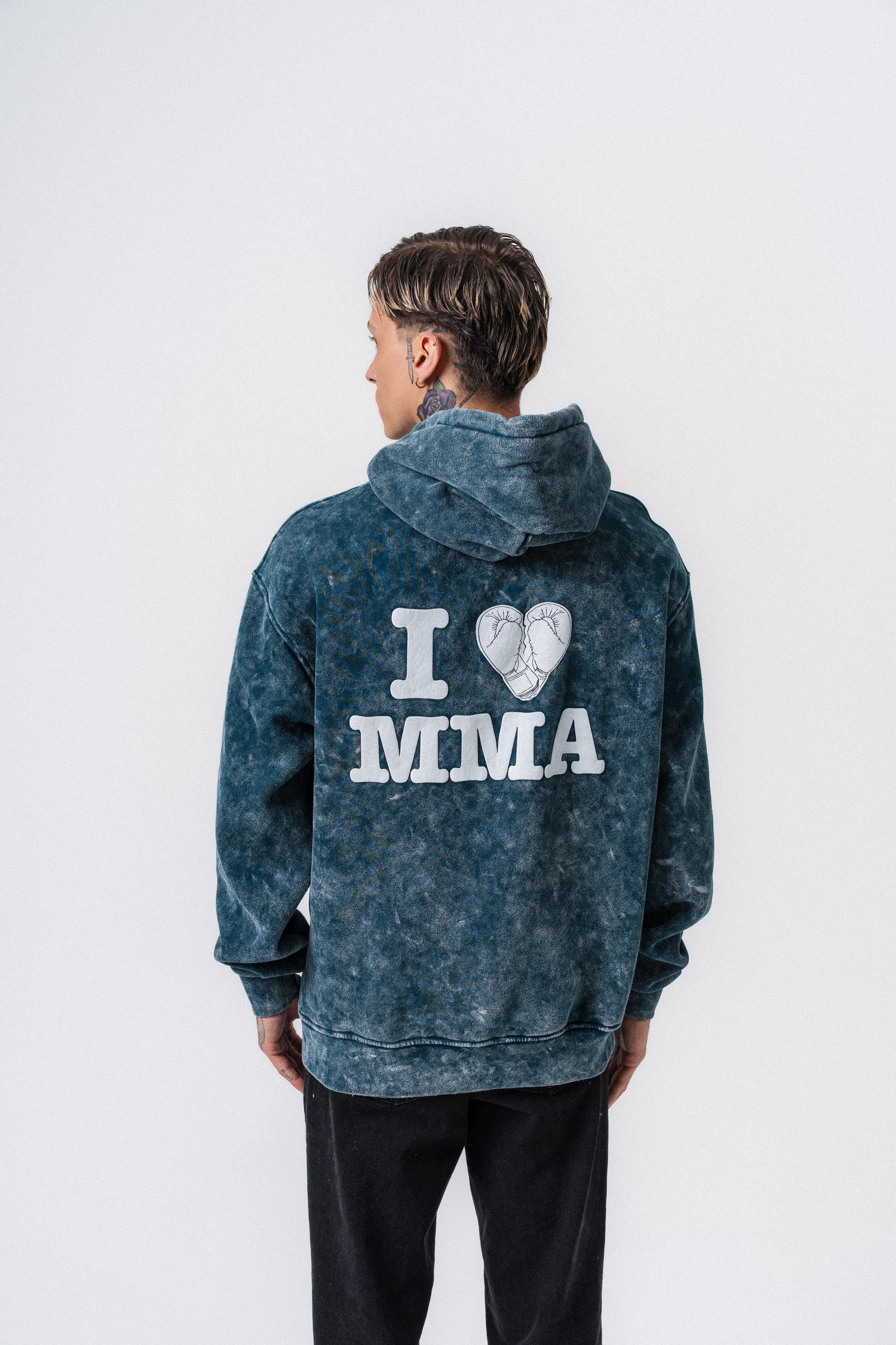 Erkek MMA Baskılı Kapüşonlu Oversize Hoodie Zümrüt