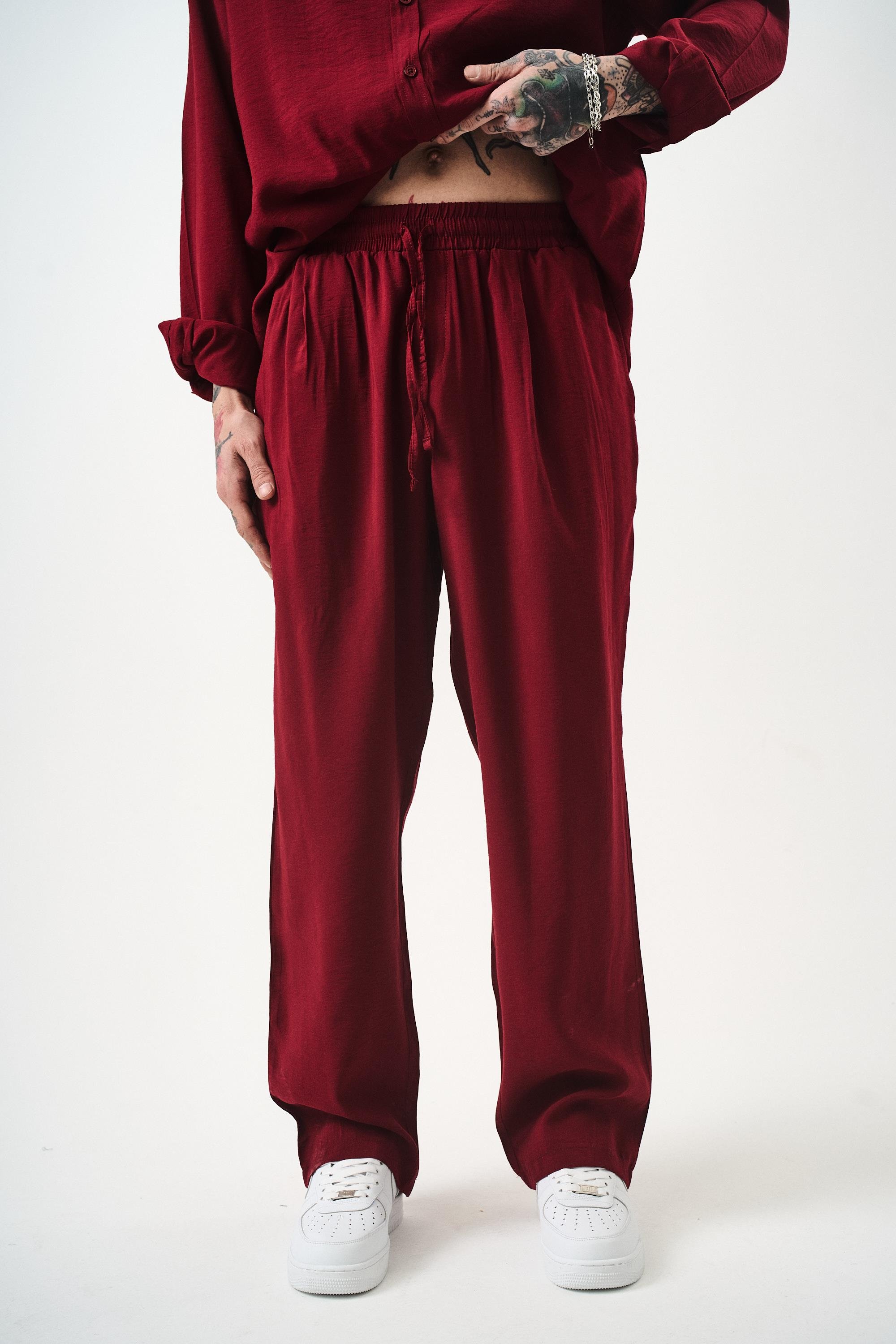 Erkek Modal Baggy Pantolon Bordo