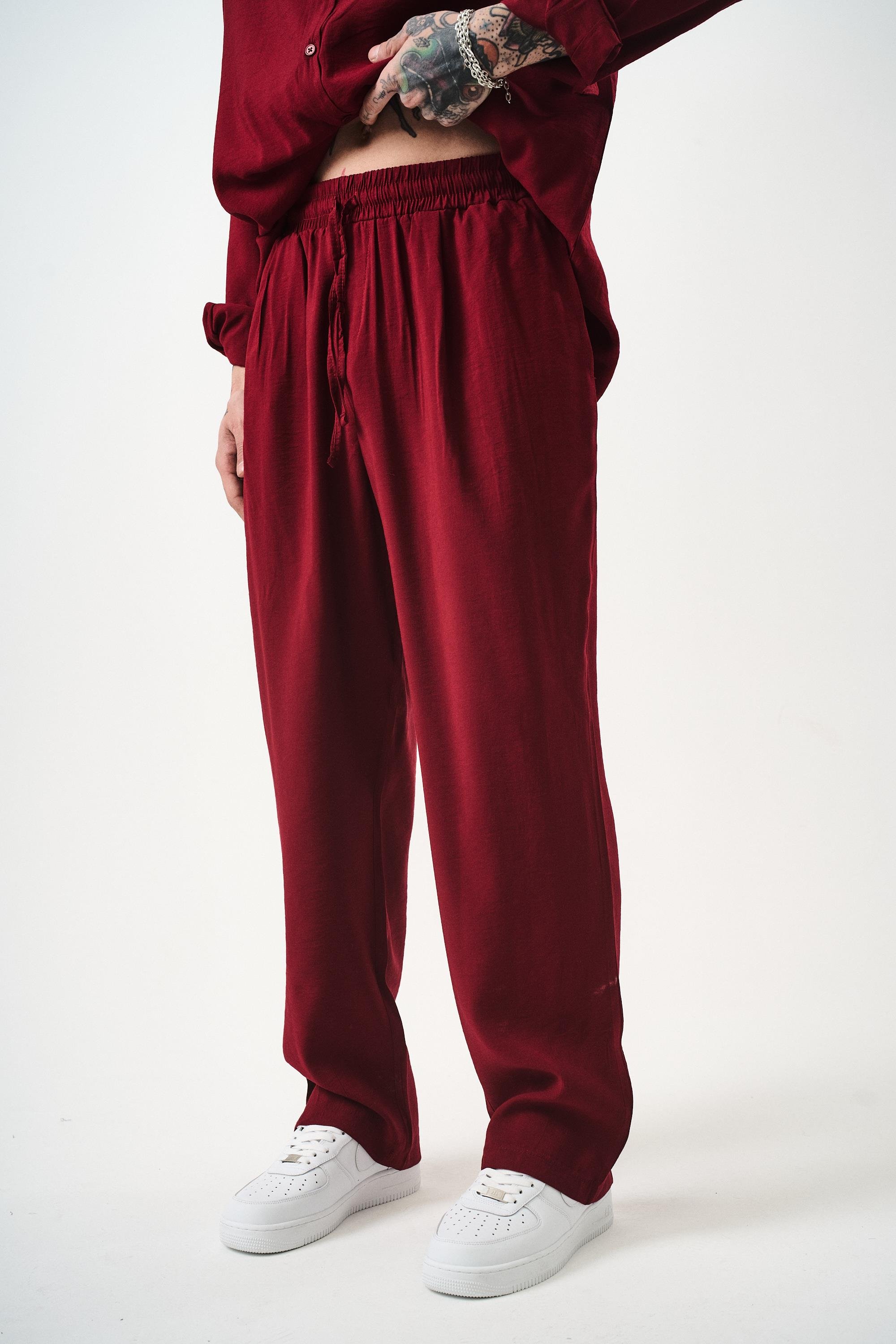 Erkek Modal Baggy Pantolon Bordo
