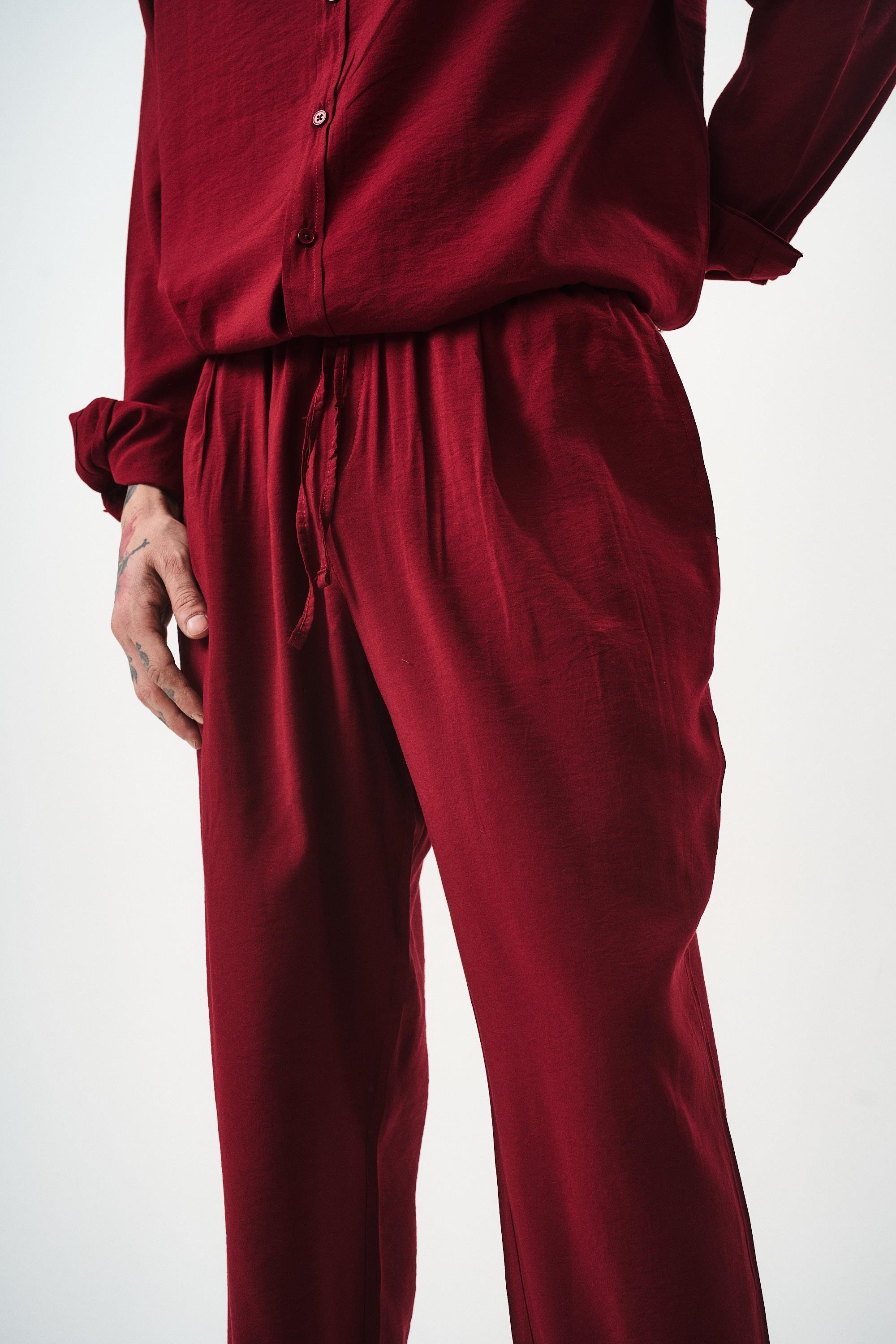 Erkek Modal Baggy Pantolon Bordo