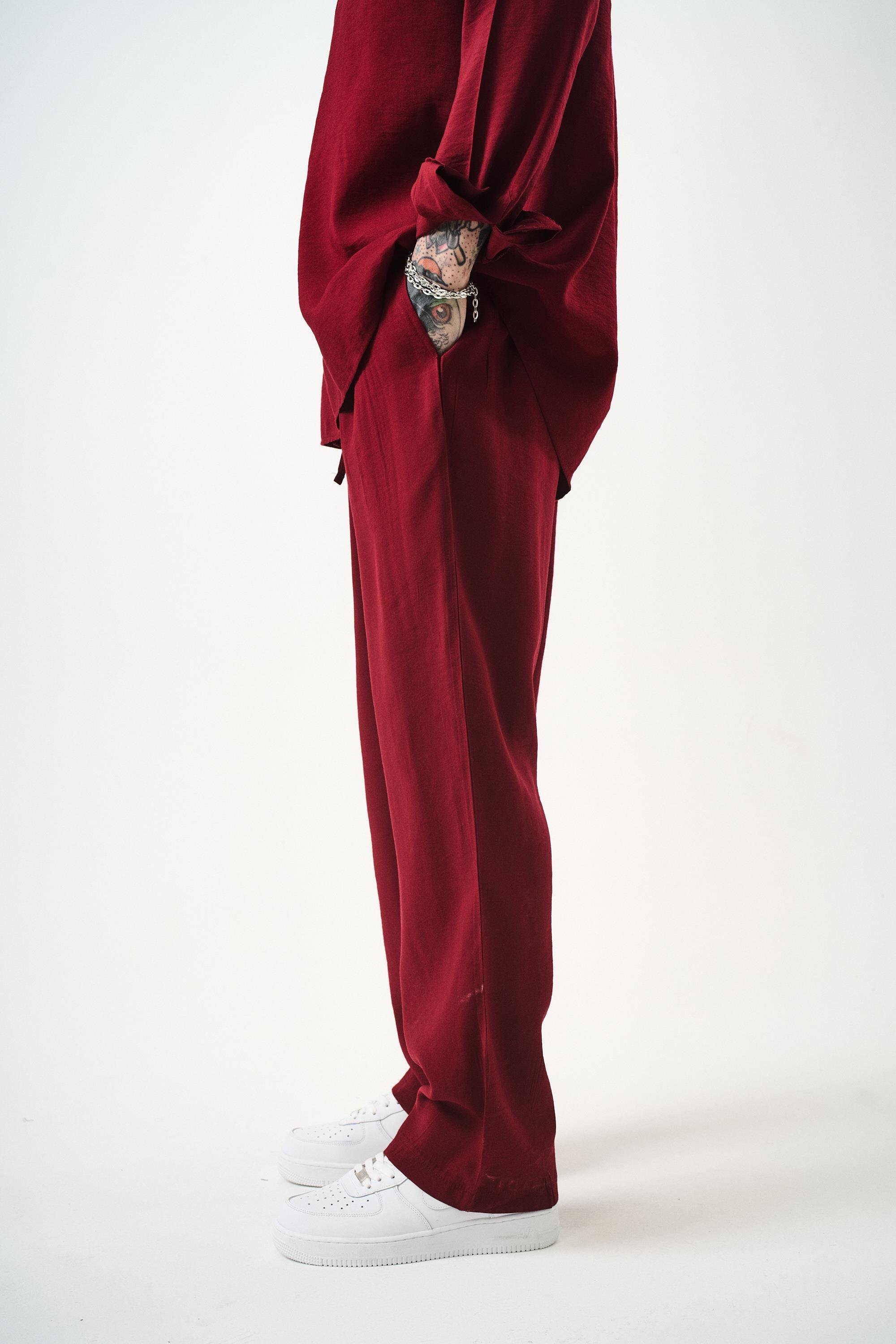 Erkek Modal Baggy Pantolon Bordo