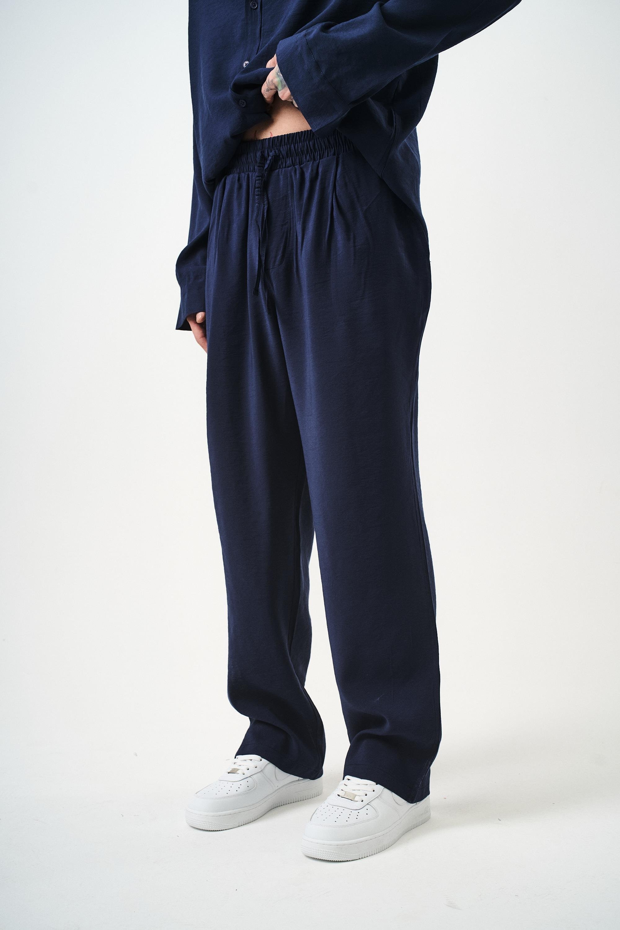Erkek Modal Baggy Pantolon Lacivert
