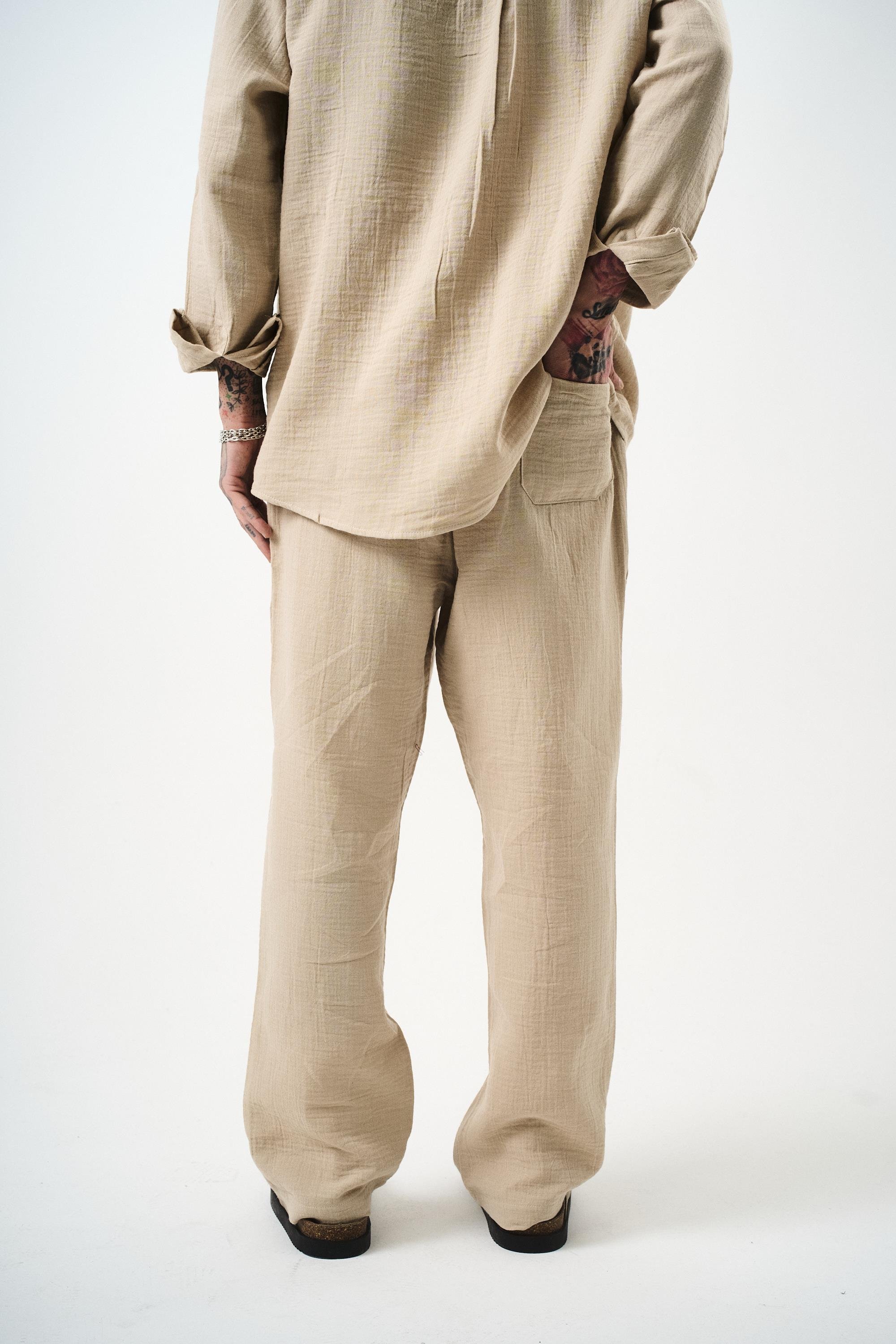 Erkek Müslin Baggy Pantolon Bej