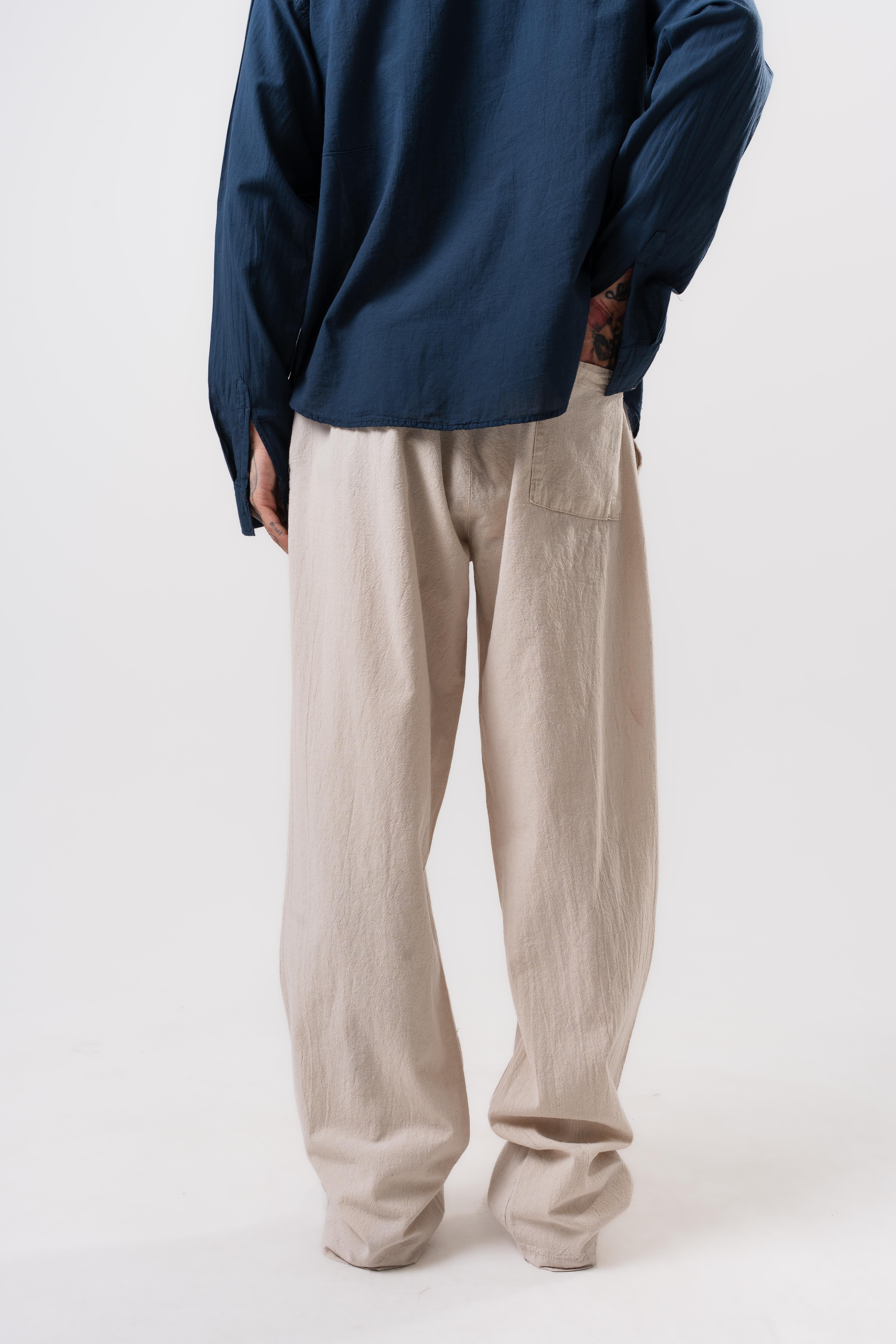 Erkek Müslin Kumaş Baggy Pantolon Bej