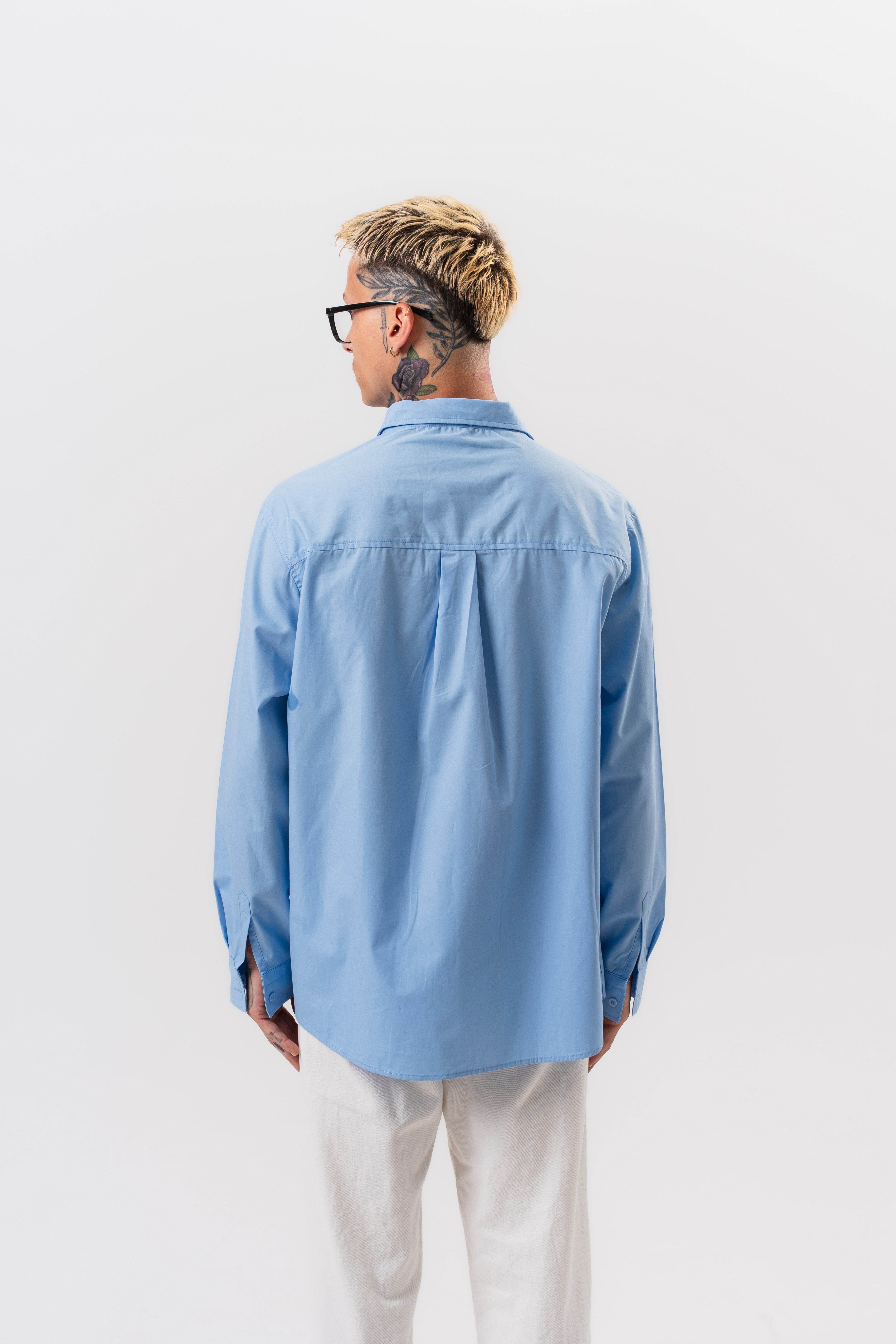 Erkek Nakış Detaylı Poplin Oversize Gömlek Bebe Mavi