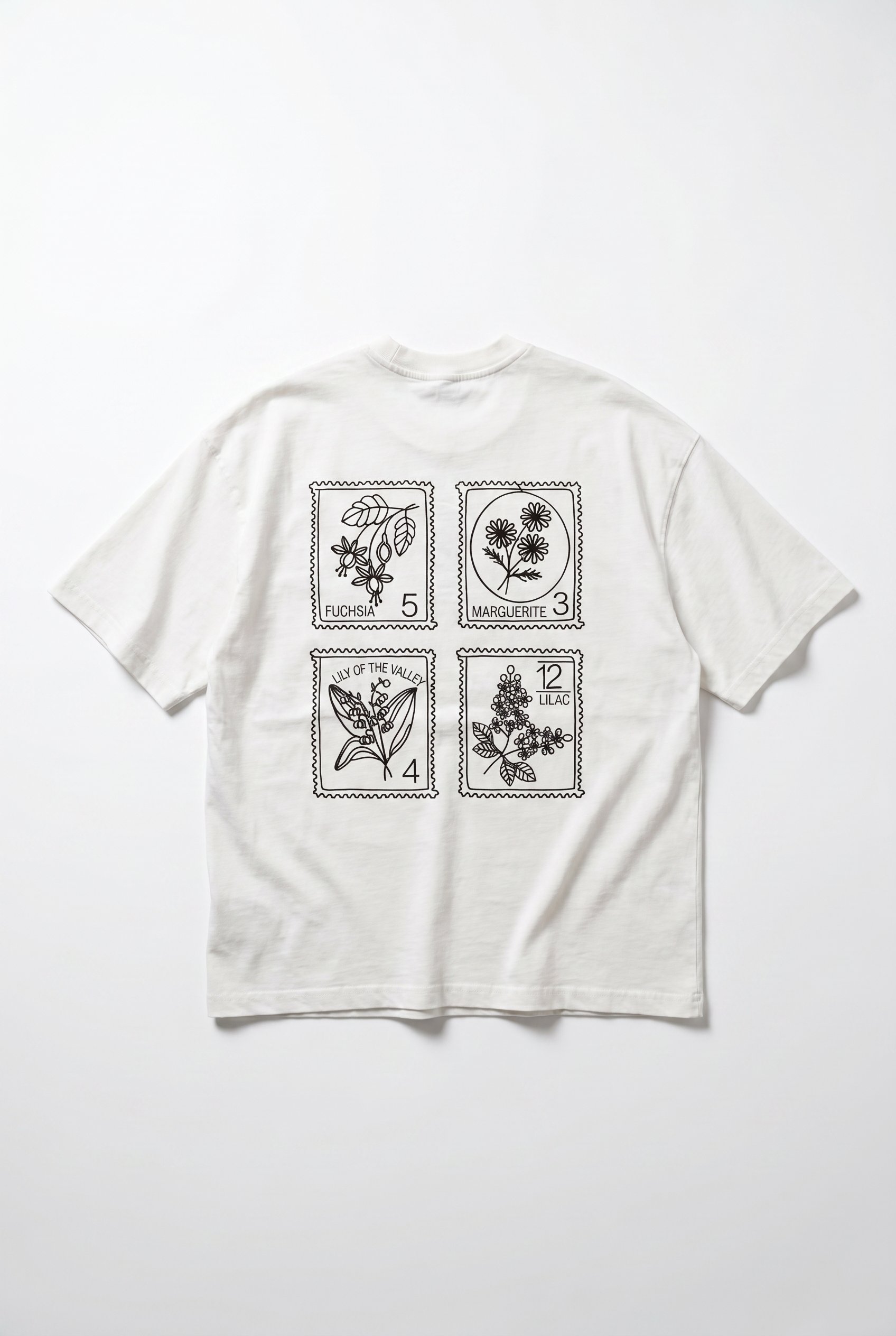 Erkek Nakışlı Oversize T-Shirt Ekru