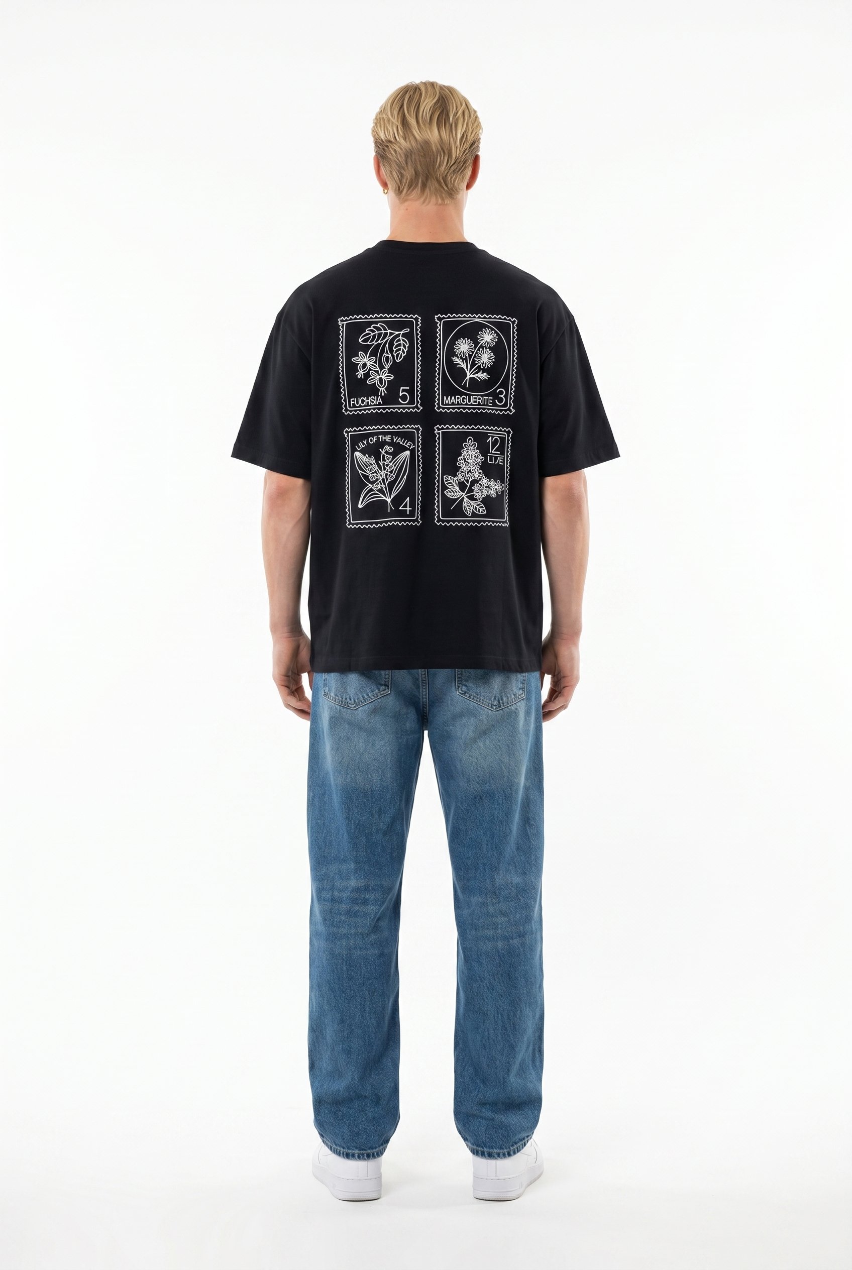 Erkek Nakışlı Oversize T-Shirt Siyah
