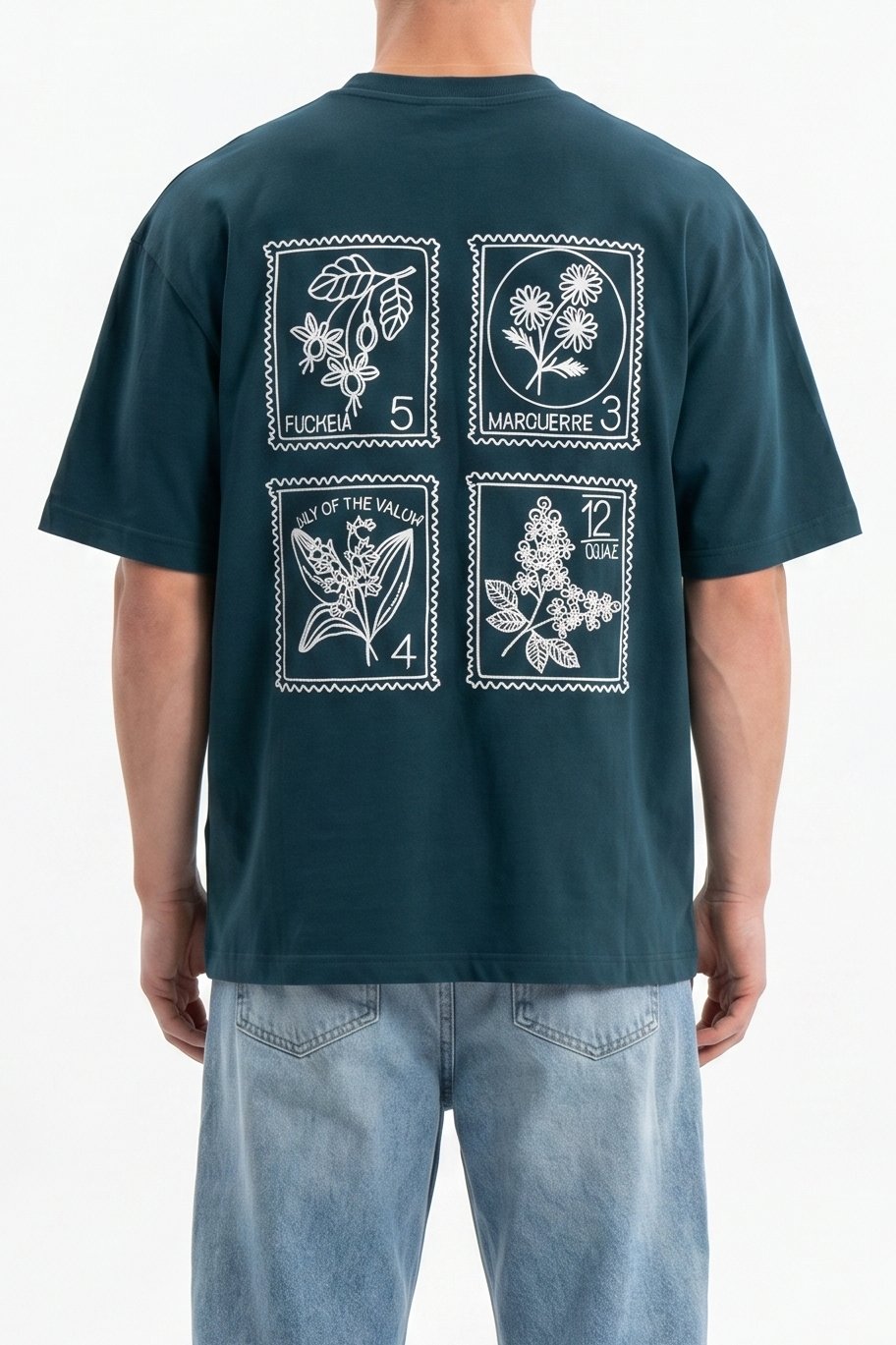 Erkek Nakışlı Oversize T-Shirt Zümrüt