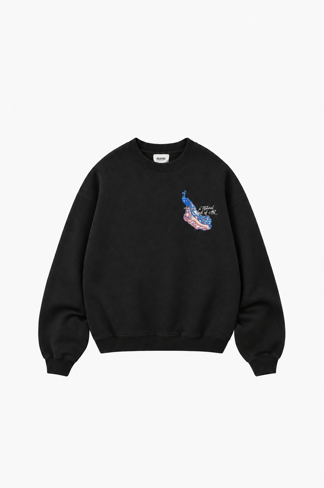 Erkek Natural Patch Detaylı Oversize Sweatshirt Siyah