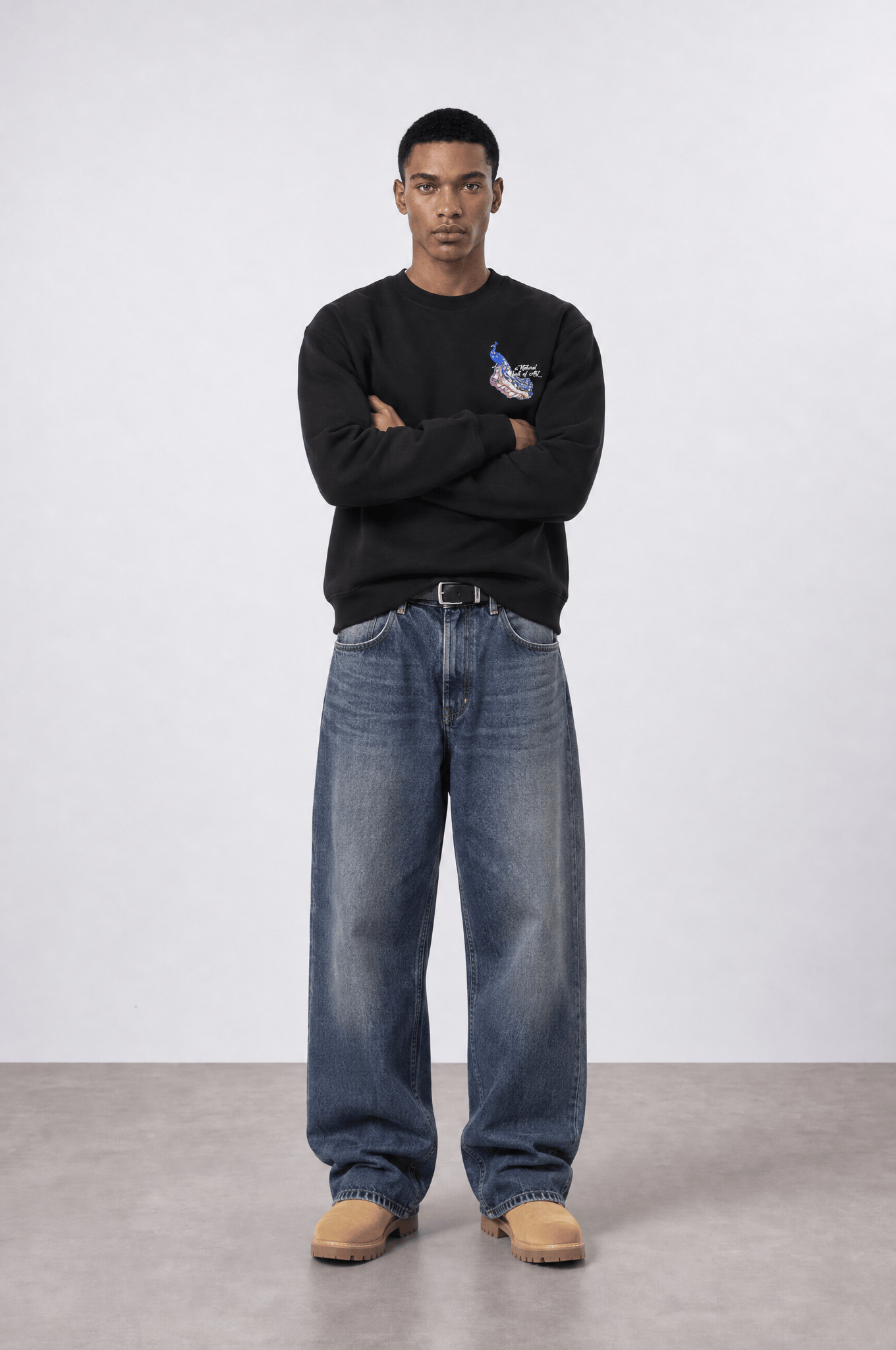 Erkek Natural Patch Detaylı Oversize Sweatshirt Siyah