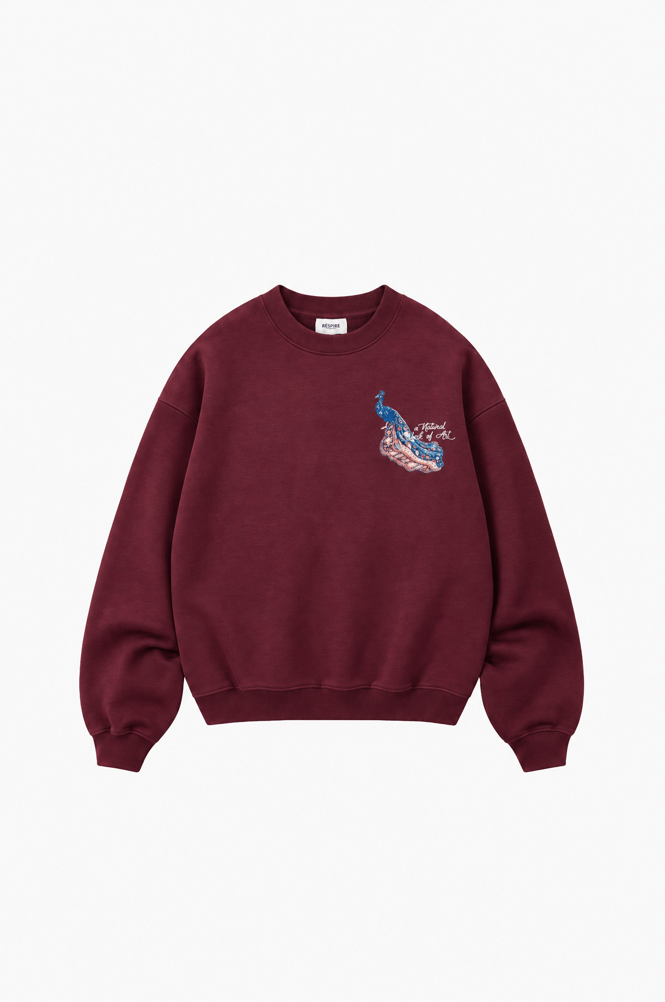 Erkek Natural Patch Detaylı Oversize Sweatshirt Bordo