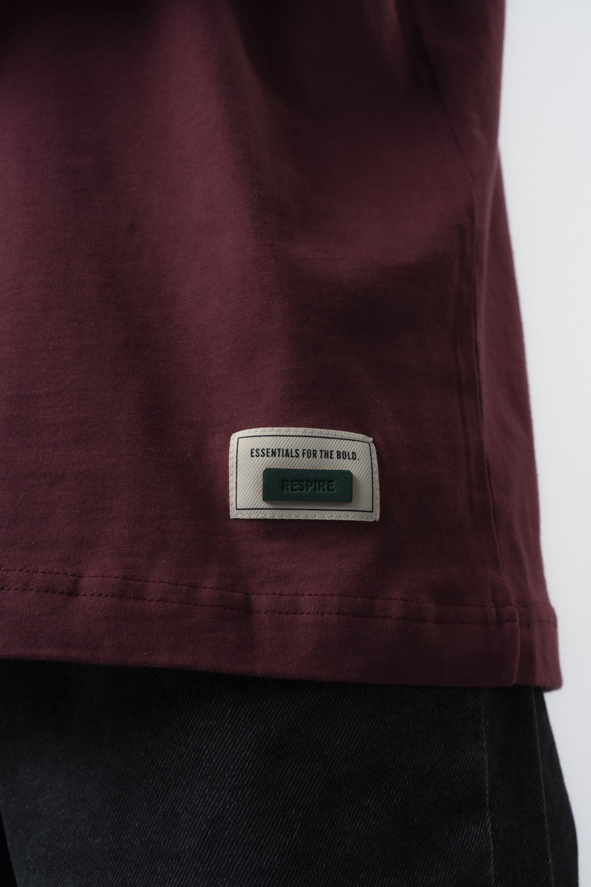 Erkek No Port Baskılı Oversize T-Shirt Bordo