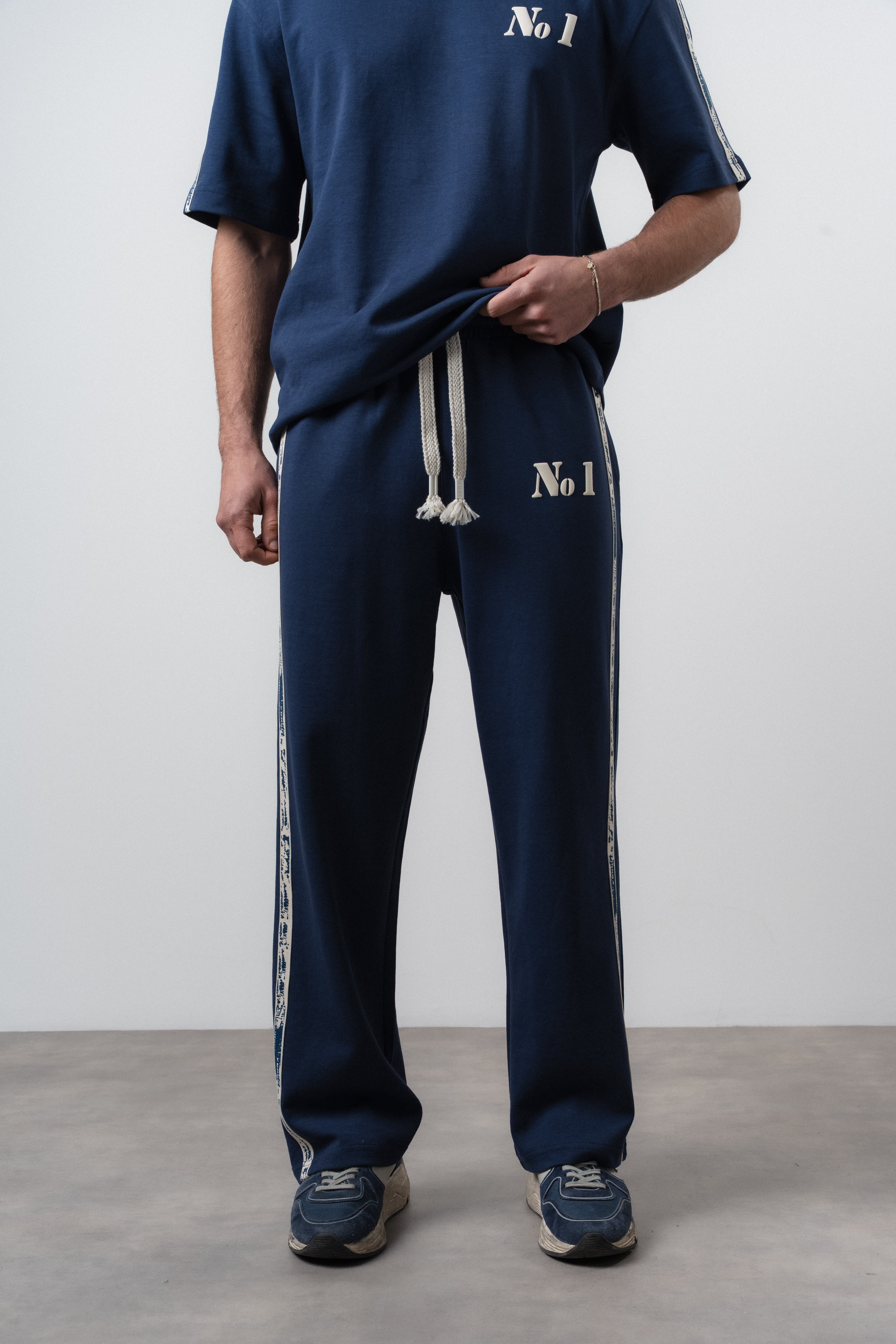 Erkek No1 Şerit Detaylı Baggy Eşofman Altı Lacivert
