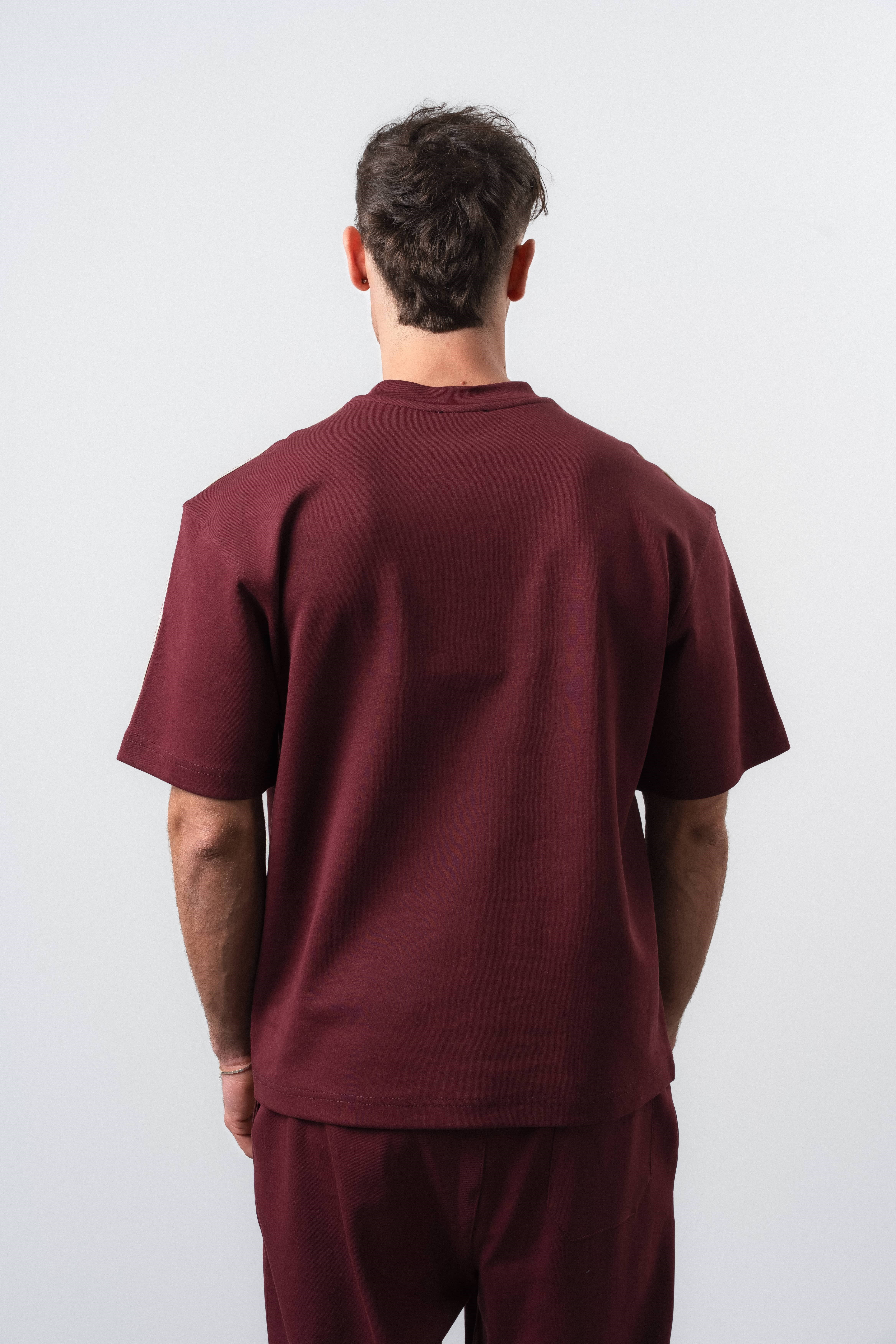 Erkek No1 Şerit Detaylı Regular Fit T-Shirt Bordo