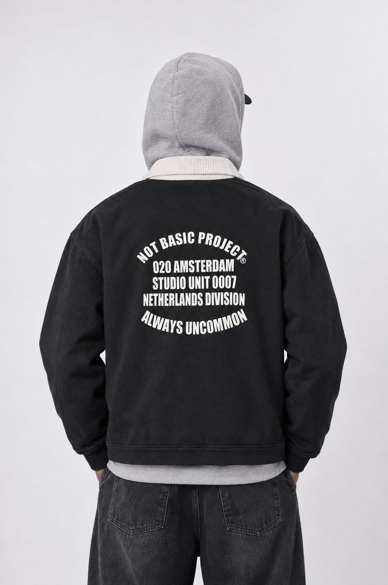 Erkek Not Basic Project Baskılı Oversize Ceket Siyah
