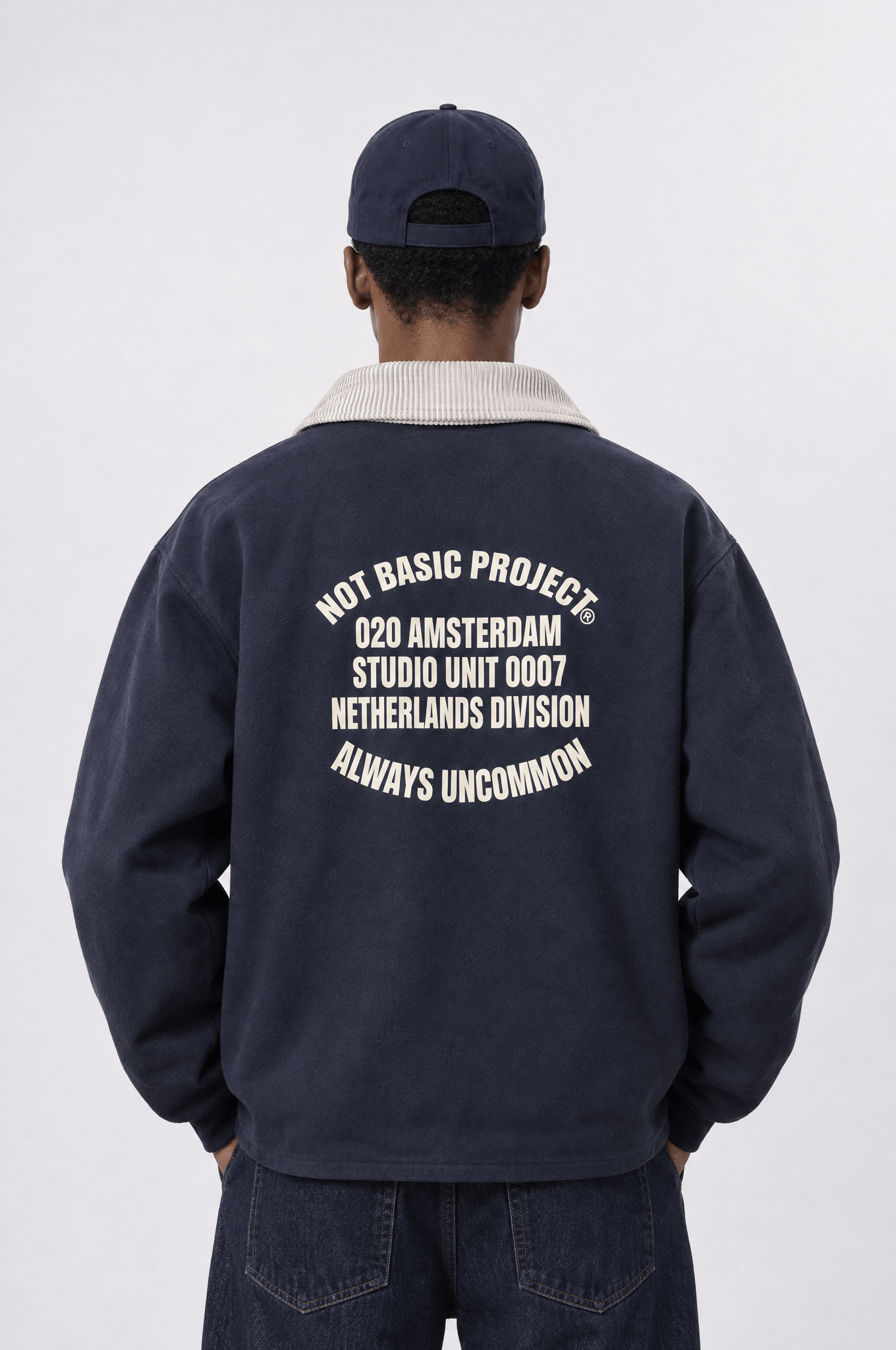 Erkek Not Basic Project Baskılı Oversize Ceket Lacivert