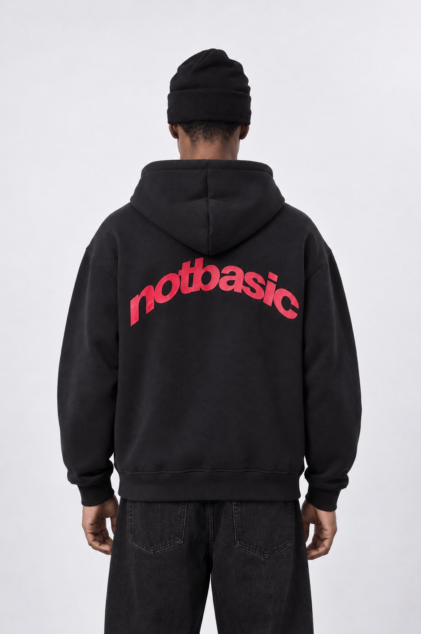 Erkek notbasic Baskılı Oversize Hoodie Siyah