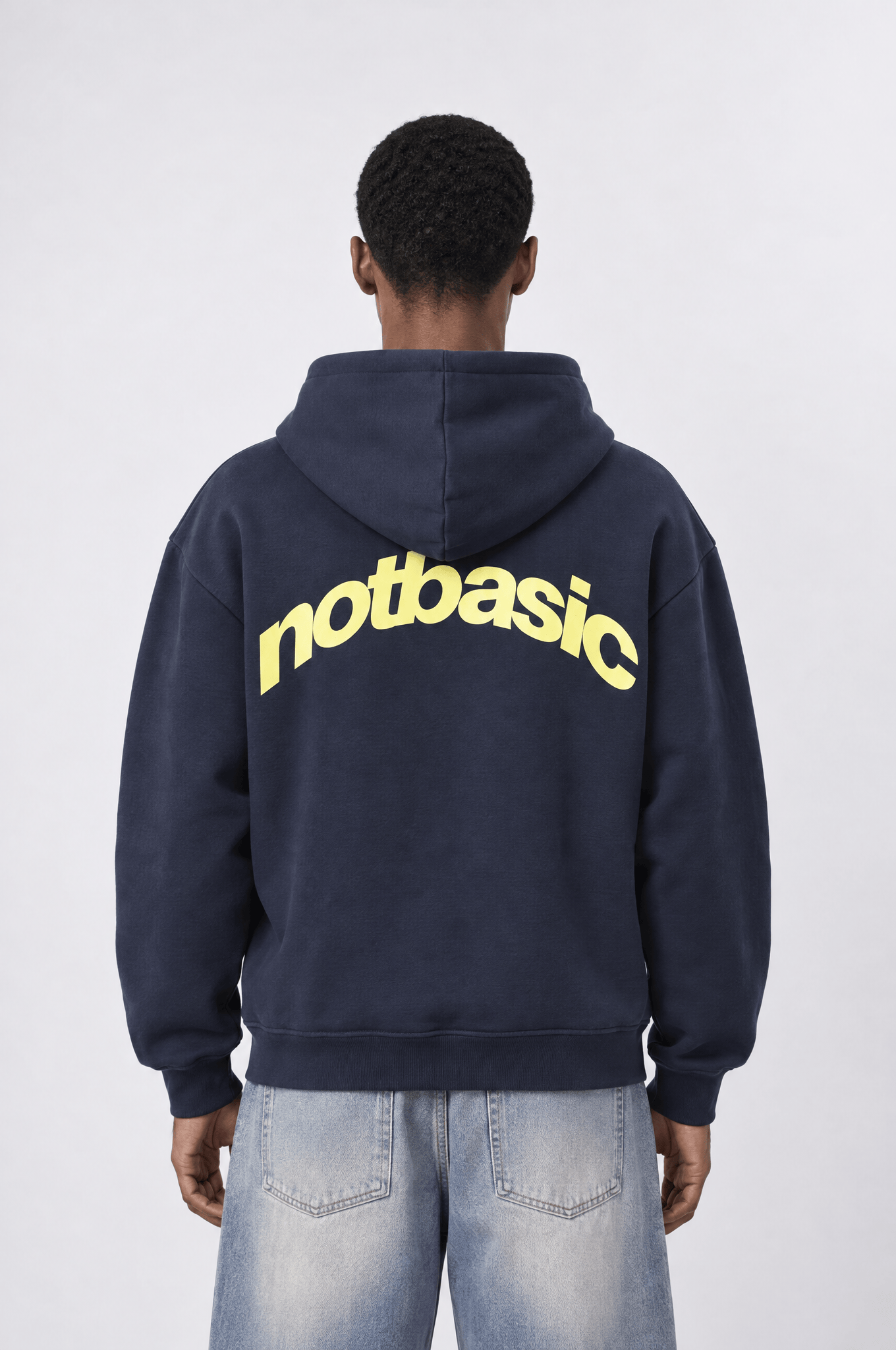 Erkek notbasic Baskılı Oversize Hoodie Lacivert