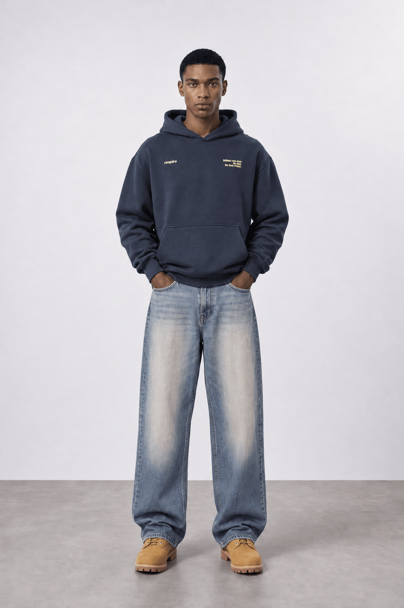 Erkek notbasic Baskılı Oversize Hoodie Lacivert