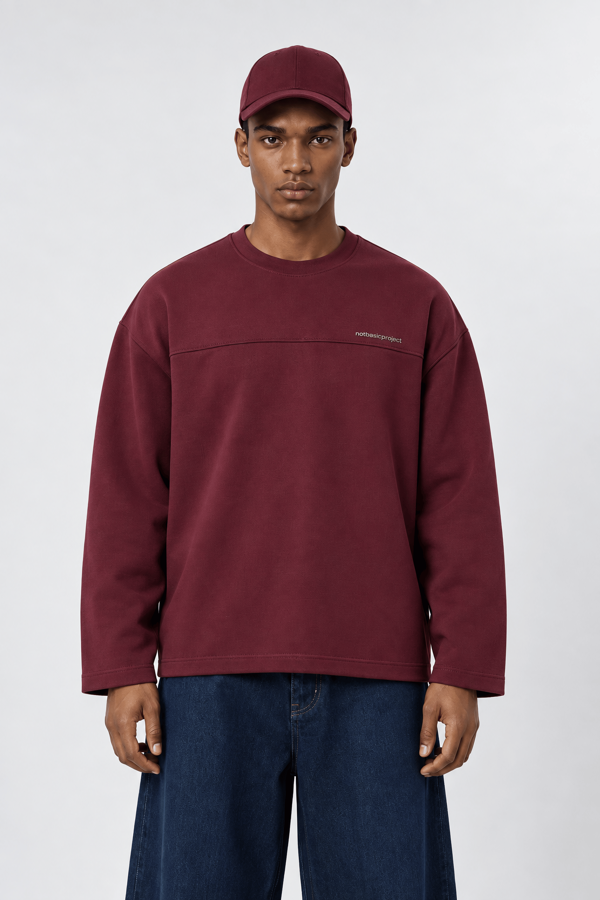 Erkek notbasicproject Oversize Long Sleeve Bordo