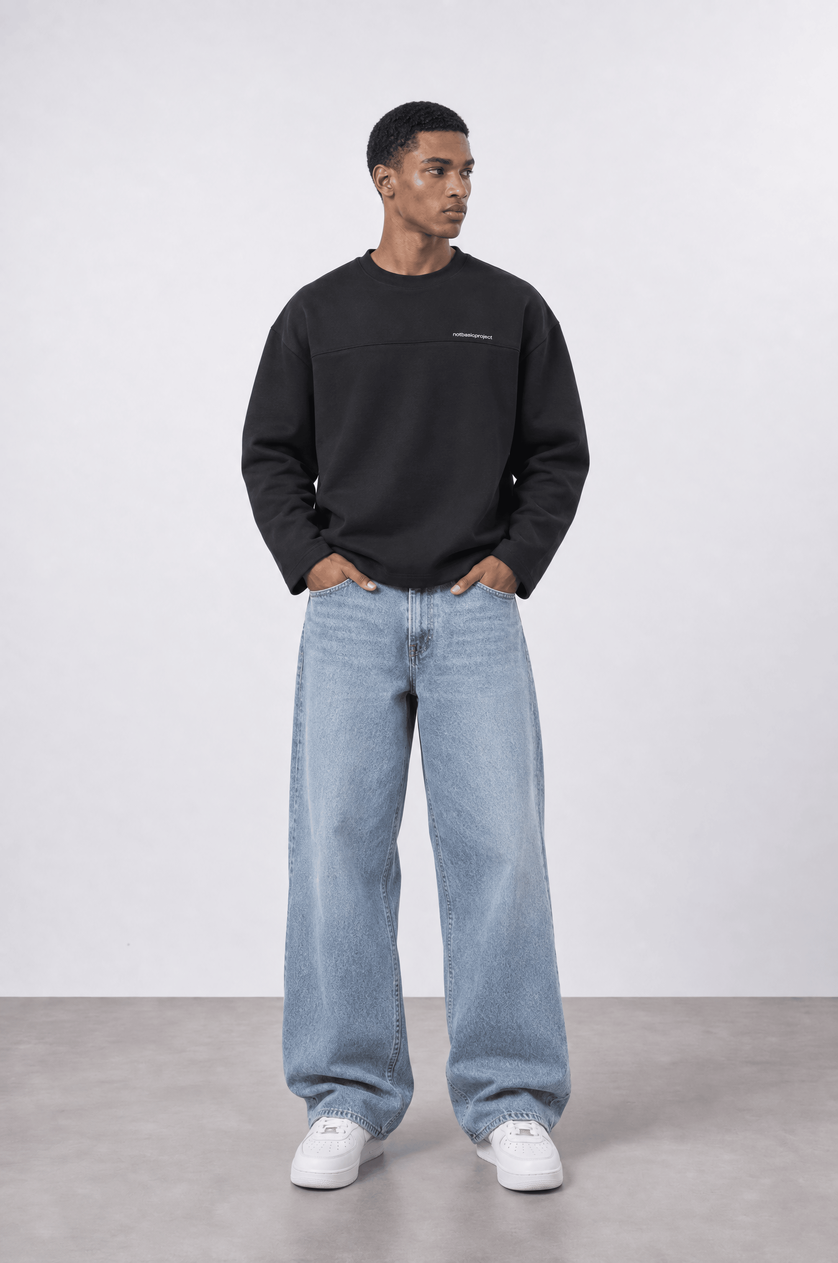 Erkek notbasicproject Oversize Long Sleeve Siyah