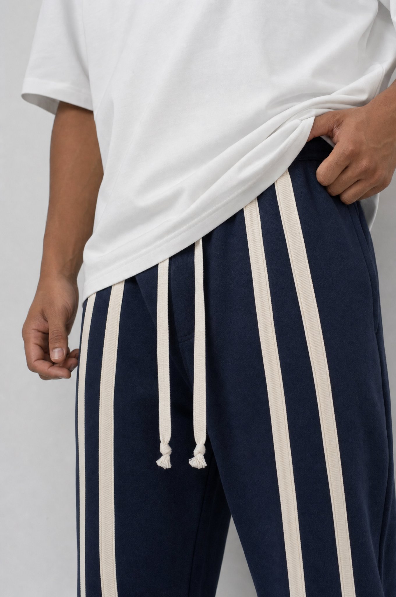 Erkek Ön Şerit Detaylı Baggy Eşofman Altı Lacivert