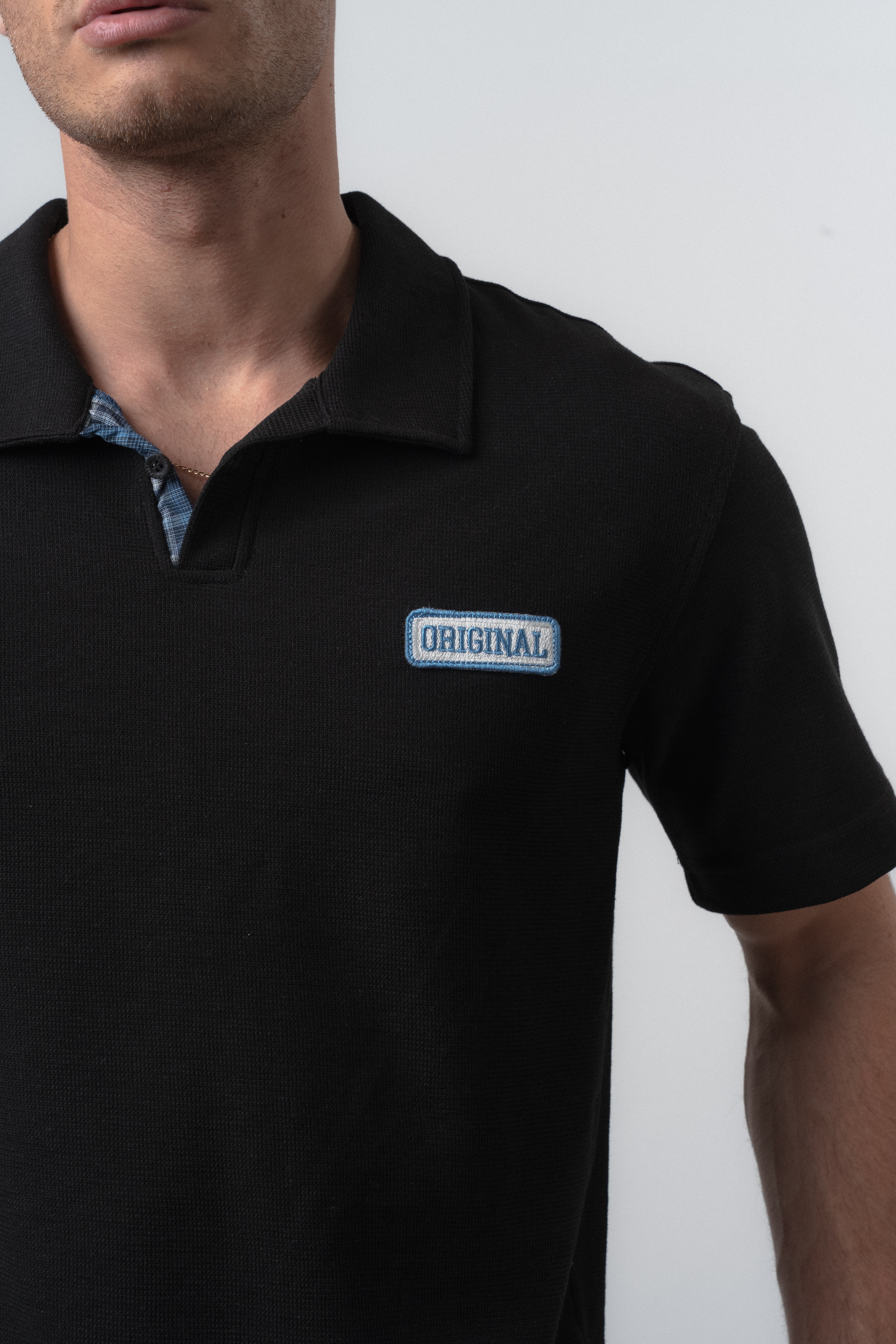 Erkek Original Yazılı Regular Fit Polo Yaka T-Shirt Siyah