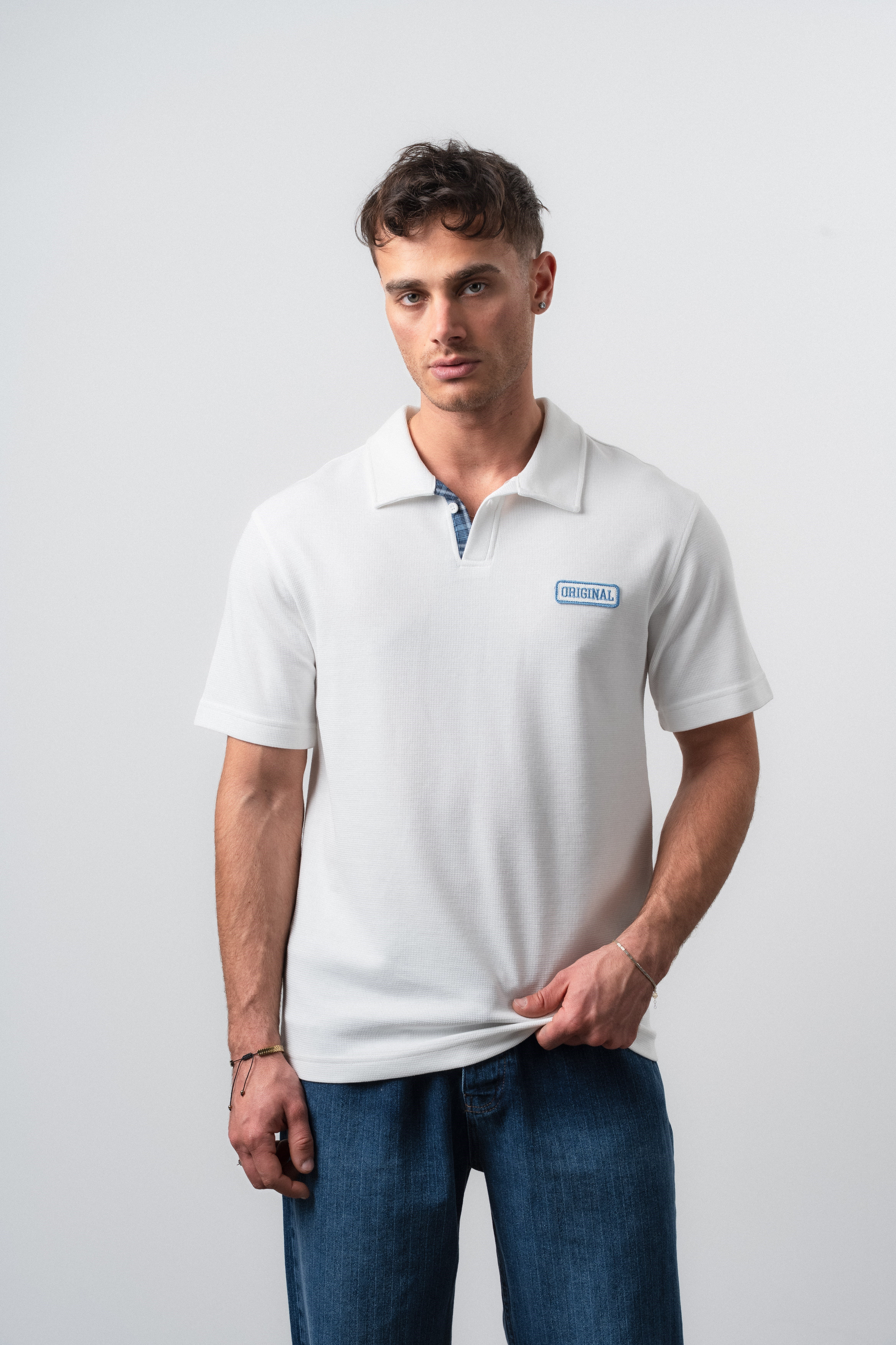 Erkek Original Yazılı Regular Fit Polo Yaka T-Shirt Ekru