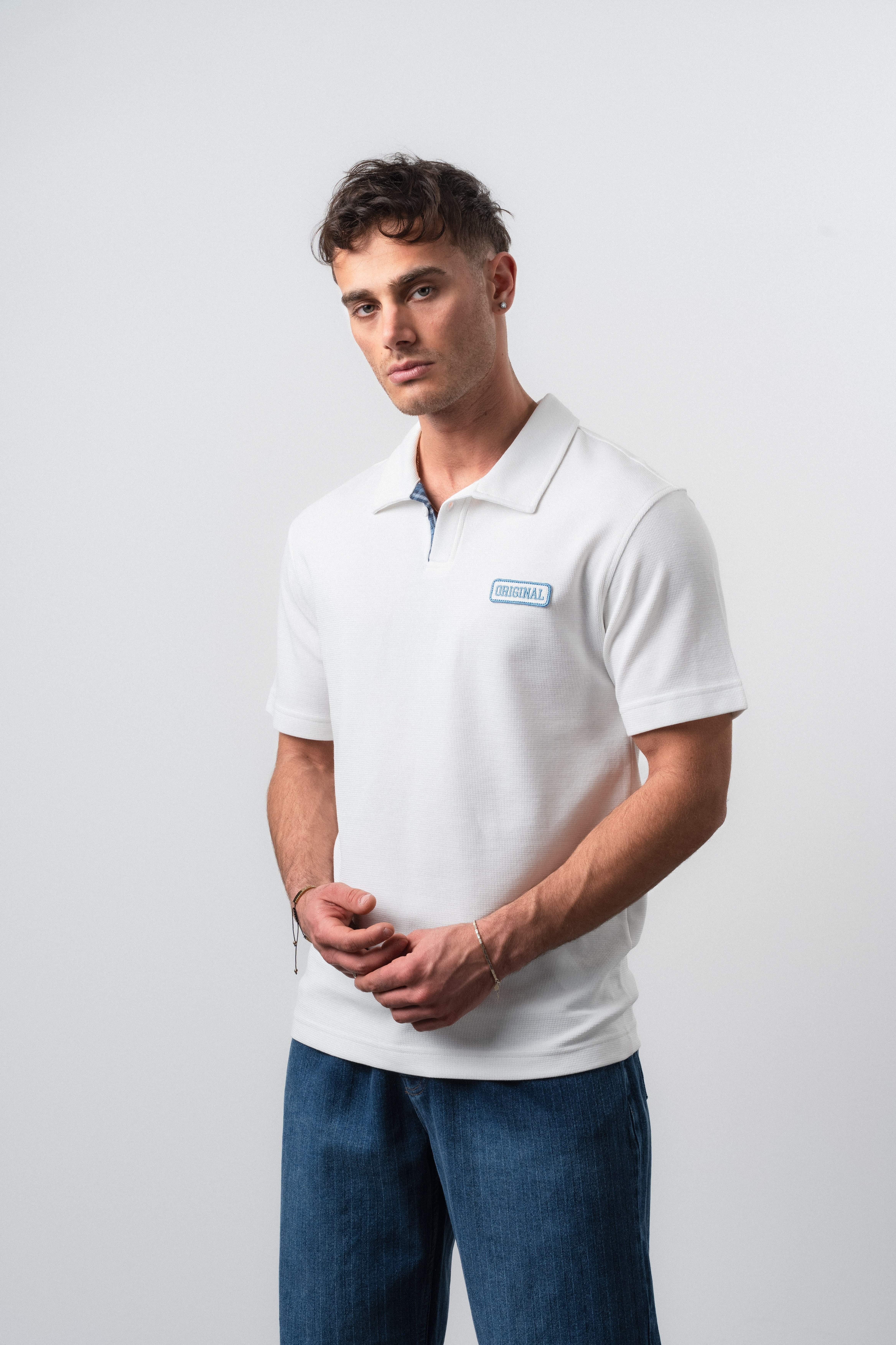 Erkek Original Yazılı Regular Fit Polo Yaka T-Shirt Ekru