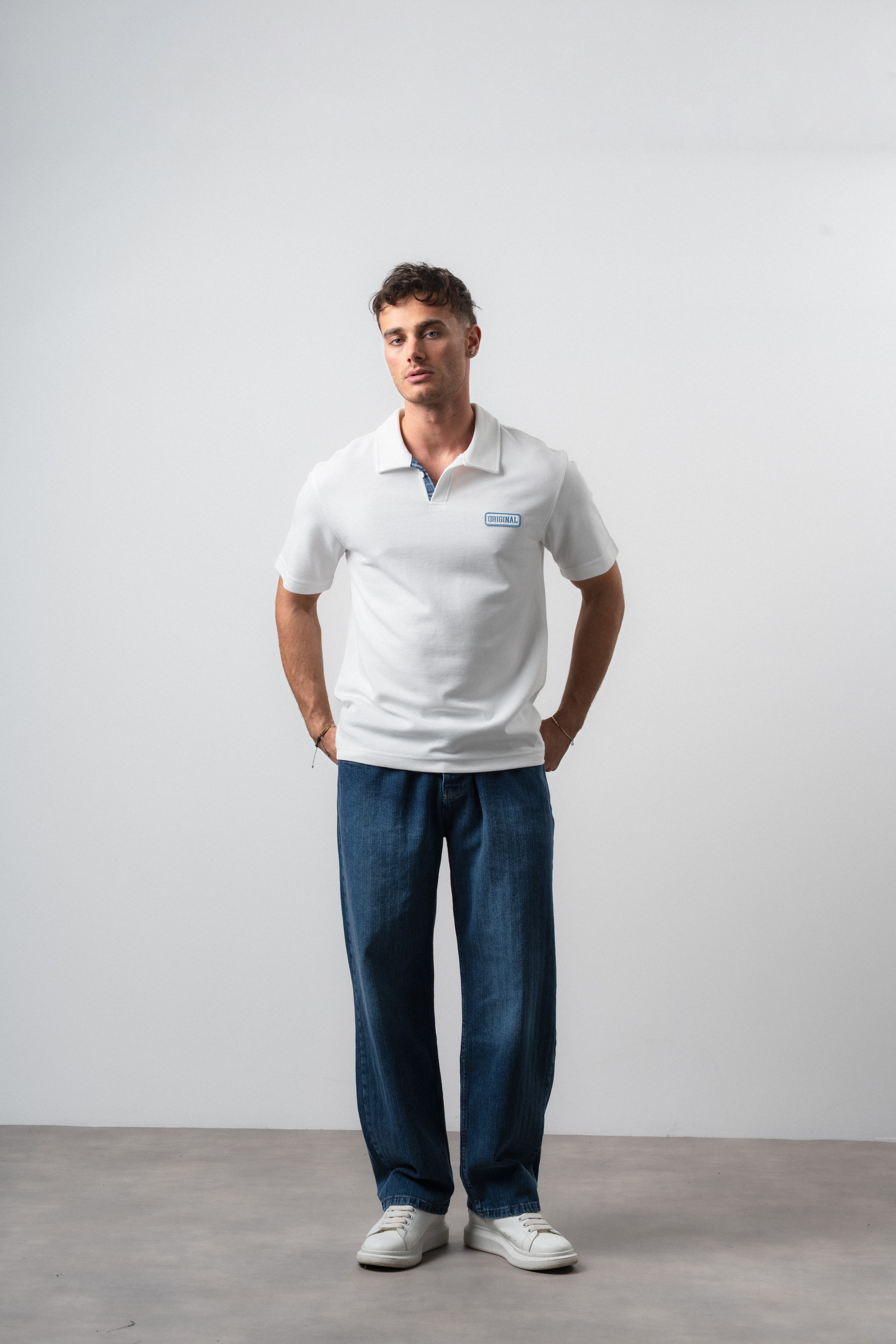 Erkek Original Yazılı Regular Fit Polo Yaka T-Shirt Ekru