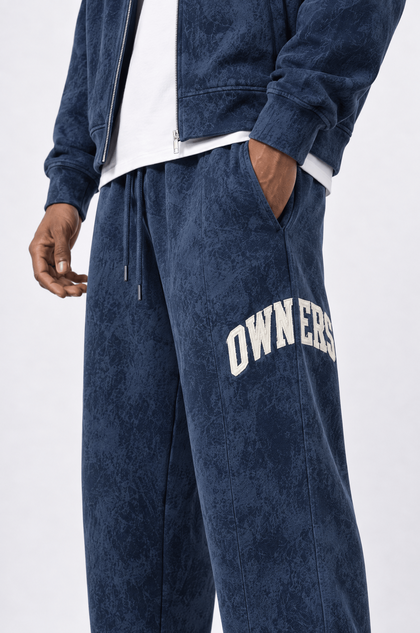 Erkek Owners Yıkama Detaylı Eşofman Takımı Lacivert