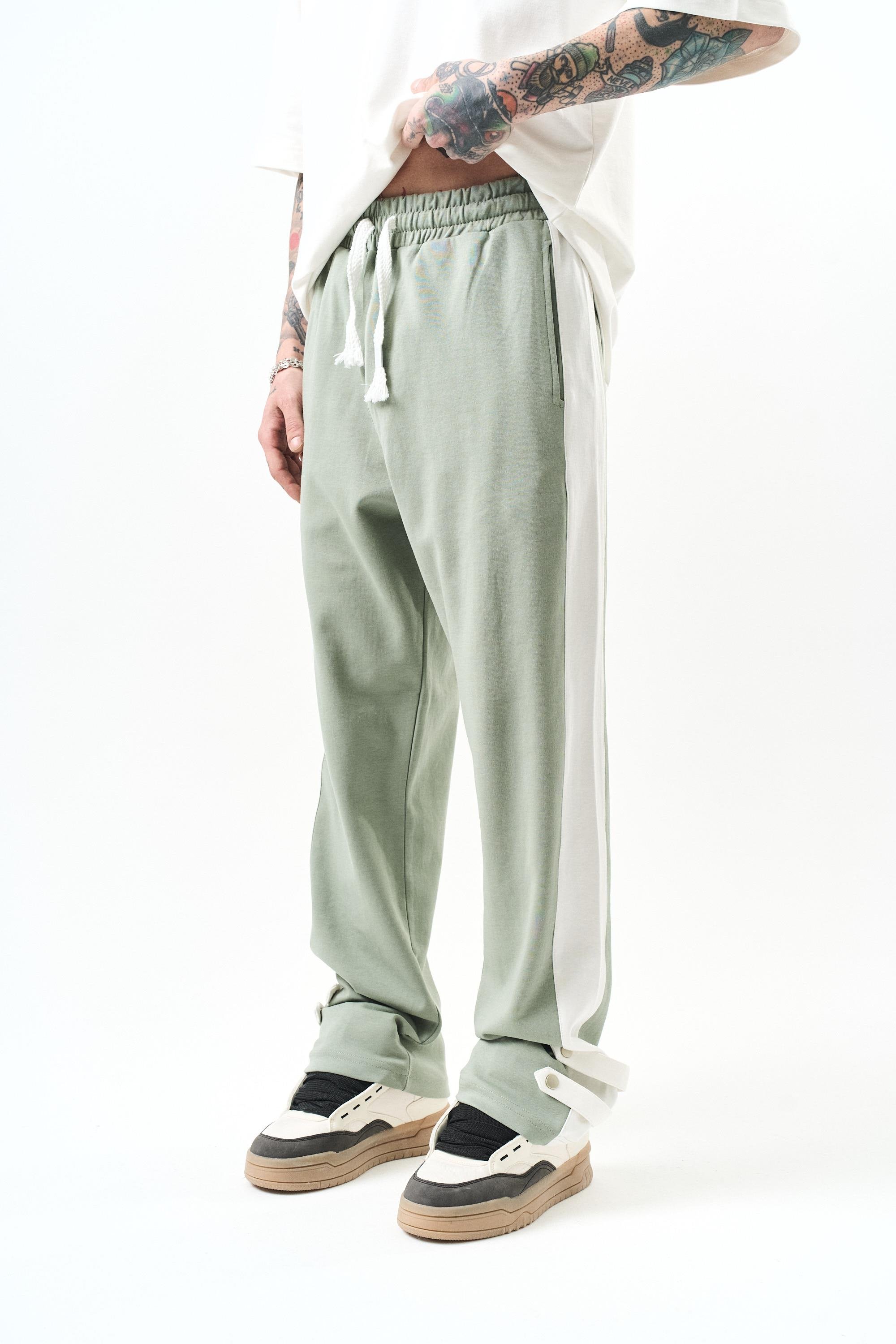 Erkek Paça Detaylı İnterlok Baggy Eşofman Altı Mint