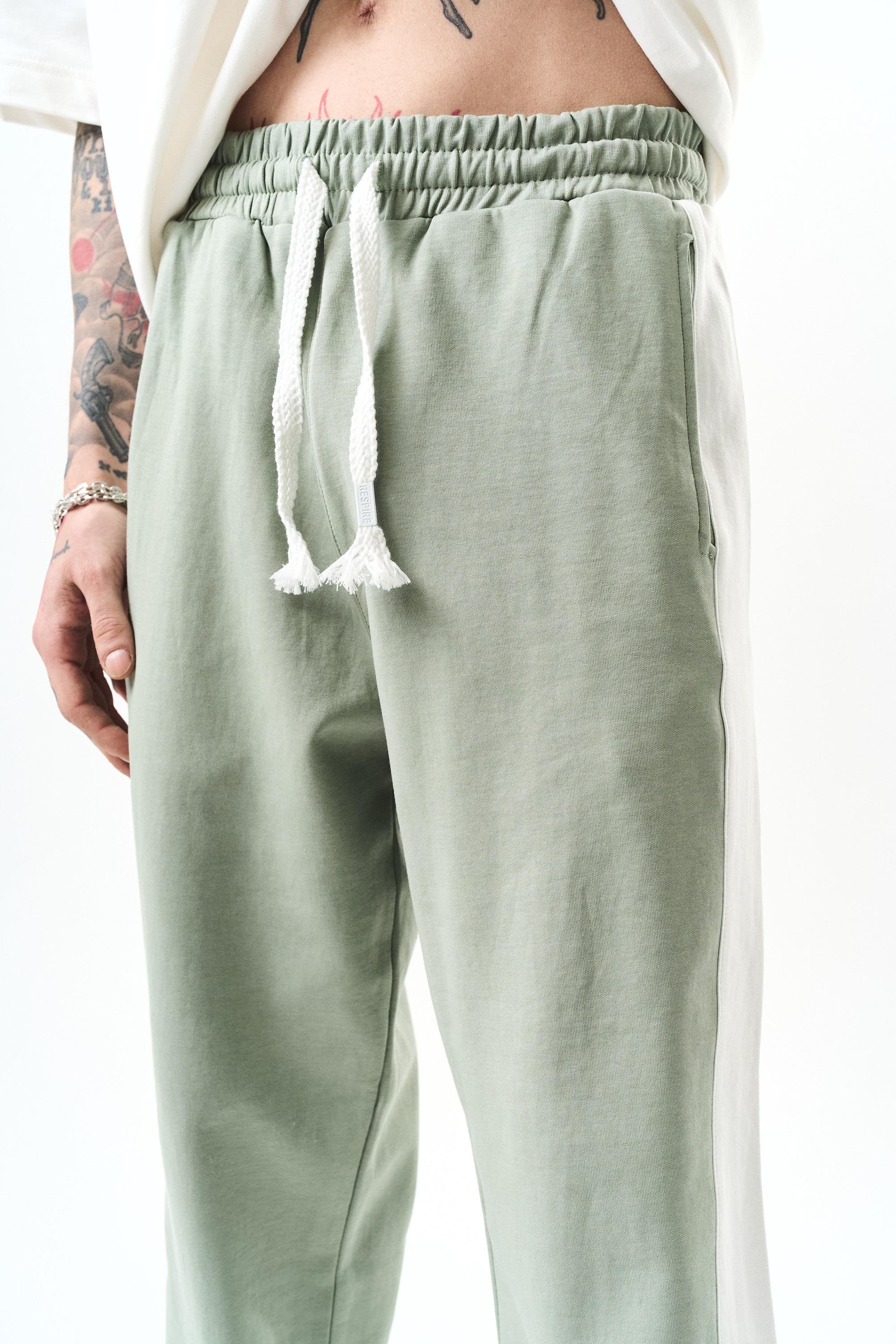 Erkek Paça Detaylı İnterlok Baggy Eşofman Altı Mint